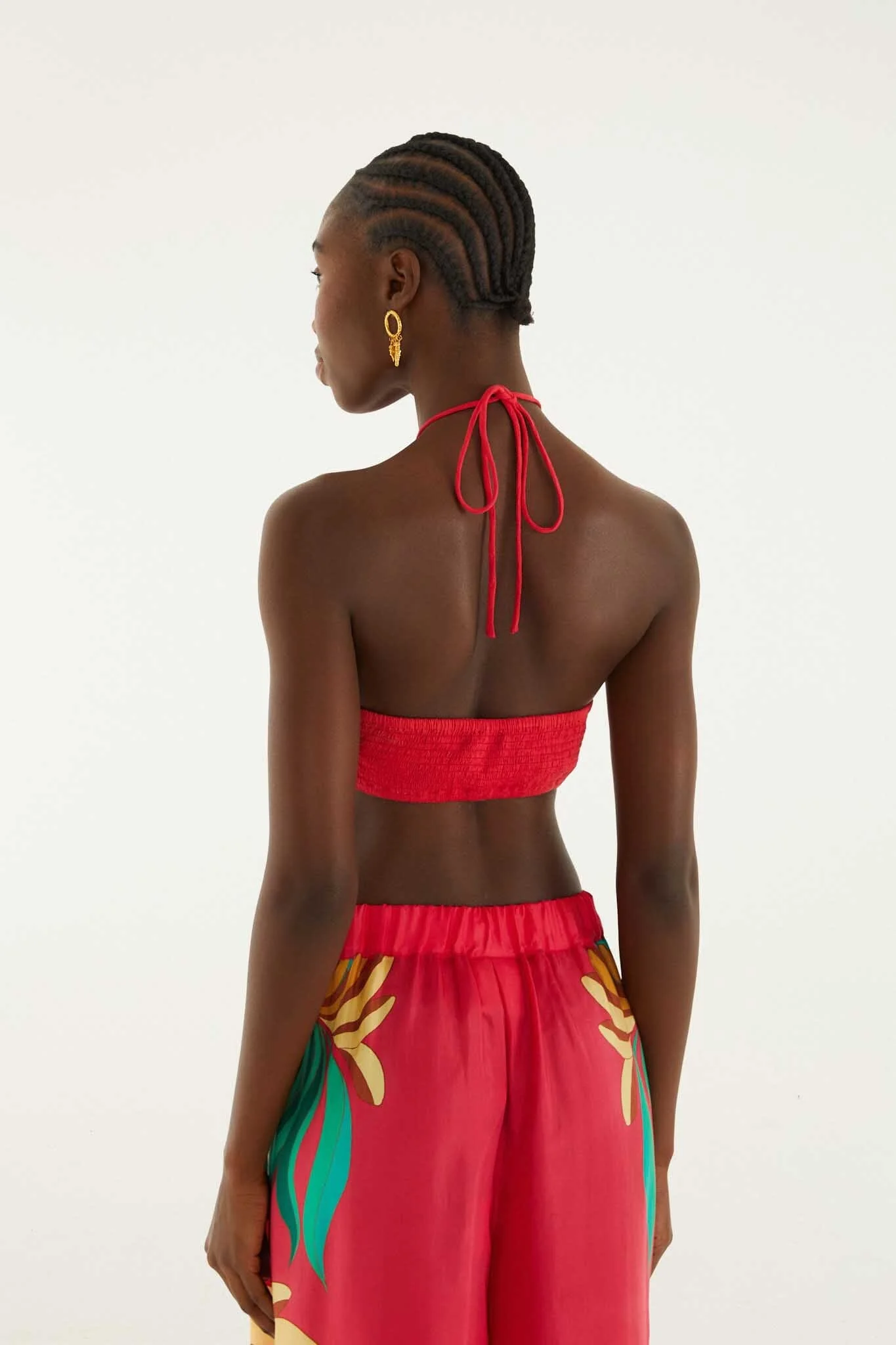 Red 3d Shell Halter Neck Crop Top - Image 3