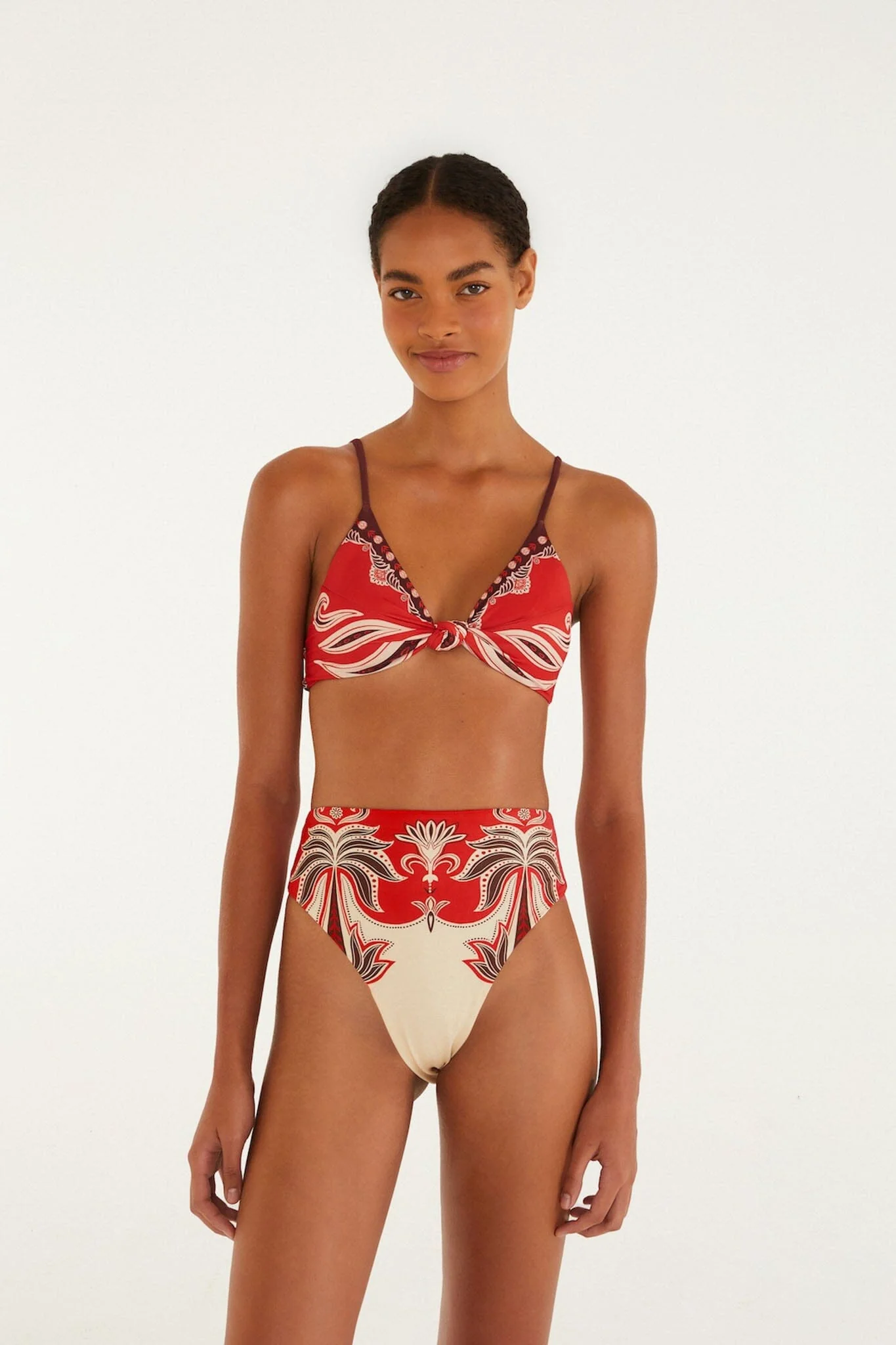 Red Ainika Garden Bandeau Bikini Top - Image 2