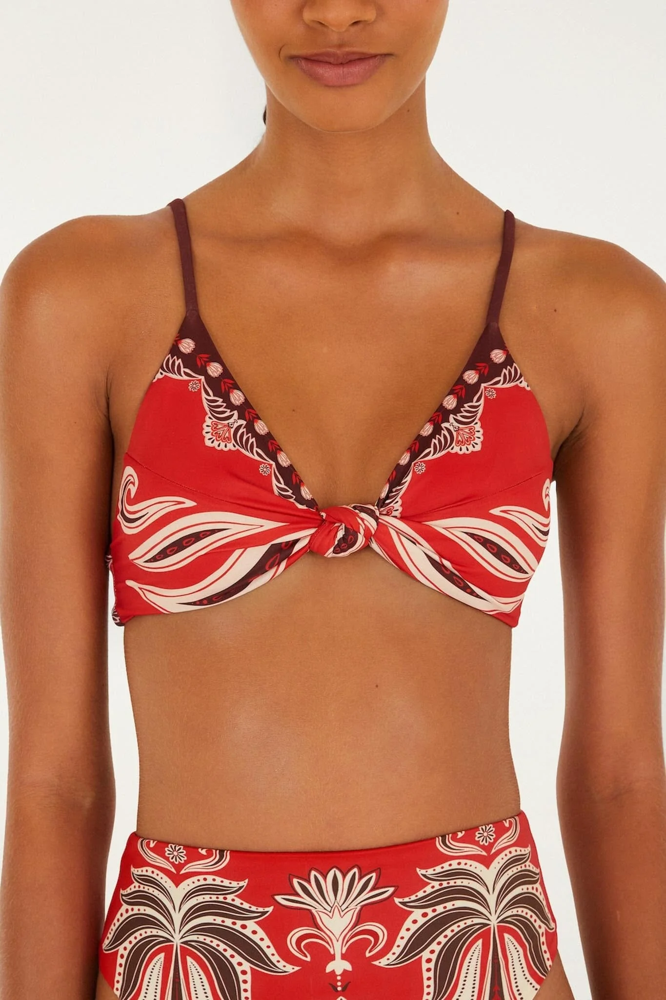Red Ainika Garden Bandeau Bikini Top - Image 4