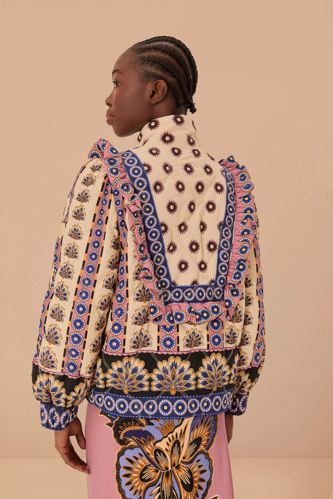 Cream Ainika Maxi Floral Puffer Jacket - Image 3