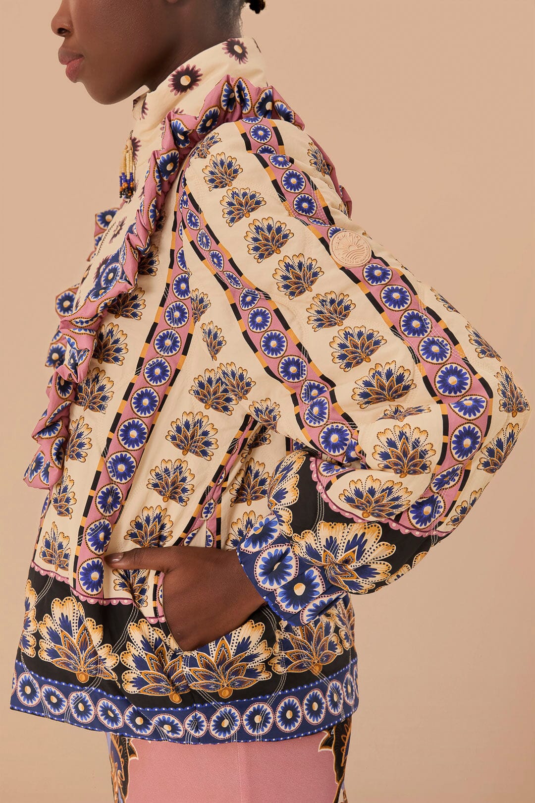 Cream Ainika Maxi Floral Puffer Jacket - Image 4