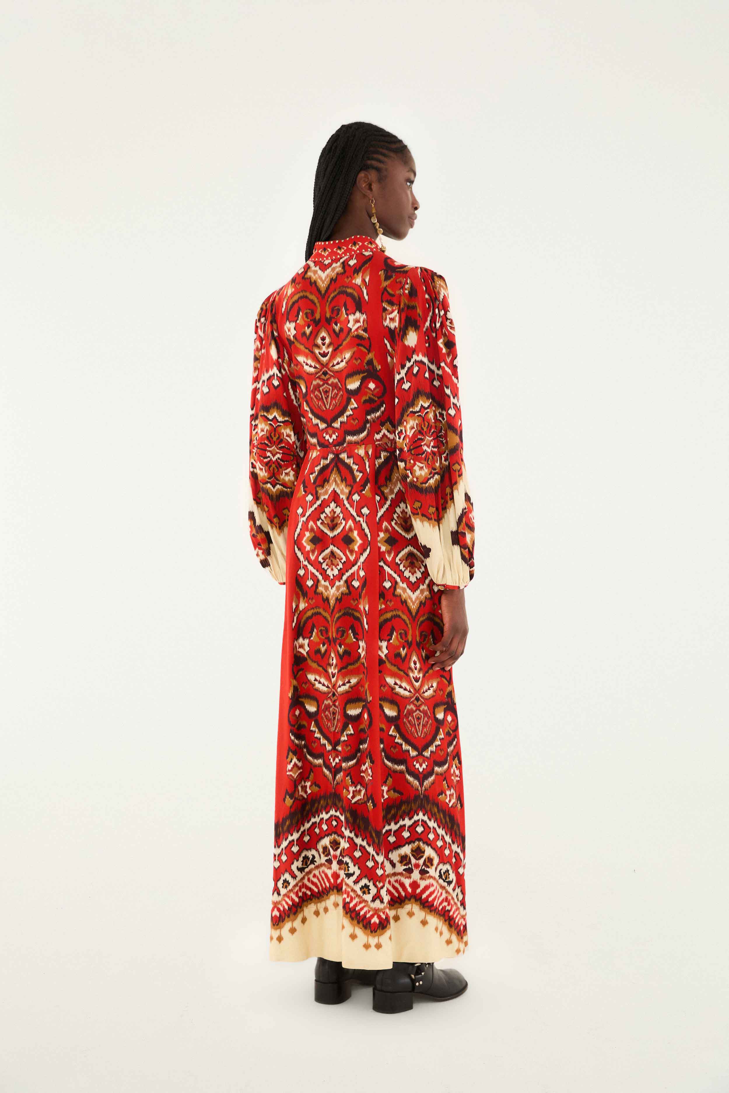 Cream Ainika Pineapple Ikat Maxi Dress - Image 4