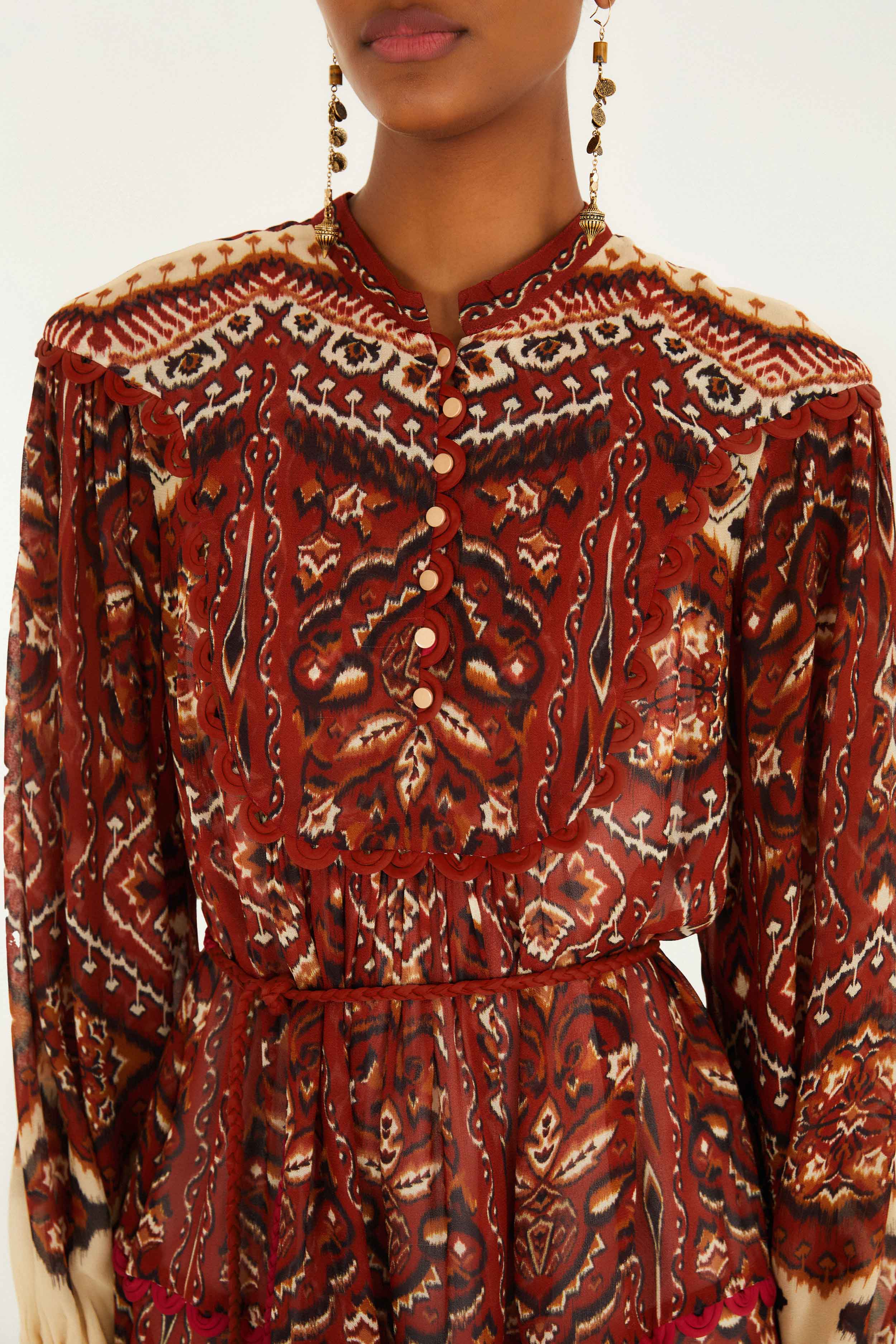 Sand Ainika Pineapple Tapestry Long Sleeve Mini Dress - Image 3