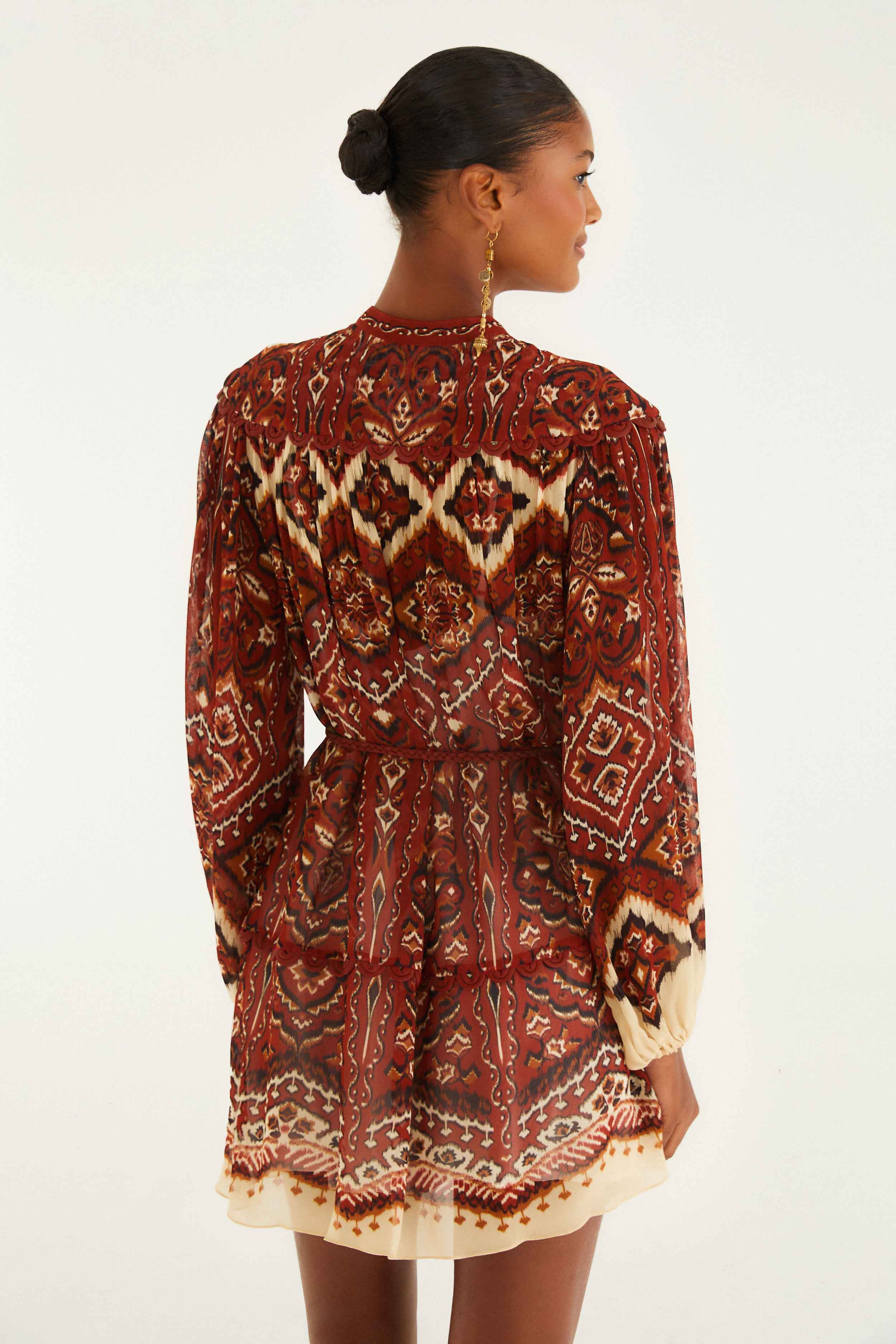 Sand Ainika Pineapple Tapestry Long Sleeve Mini Dress - Image 4