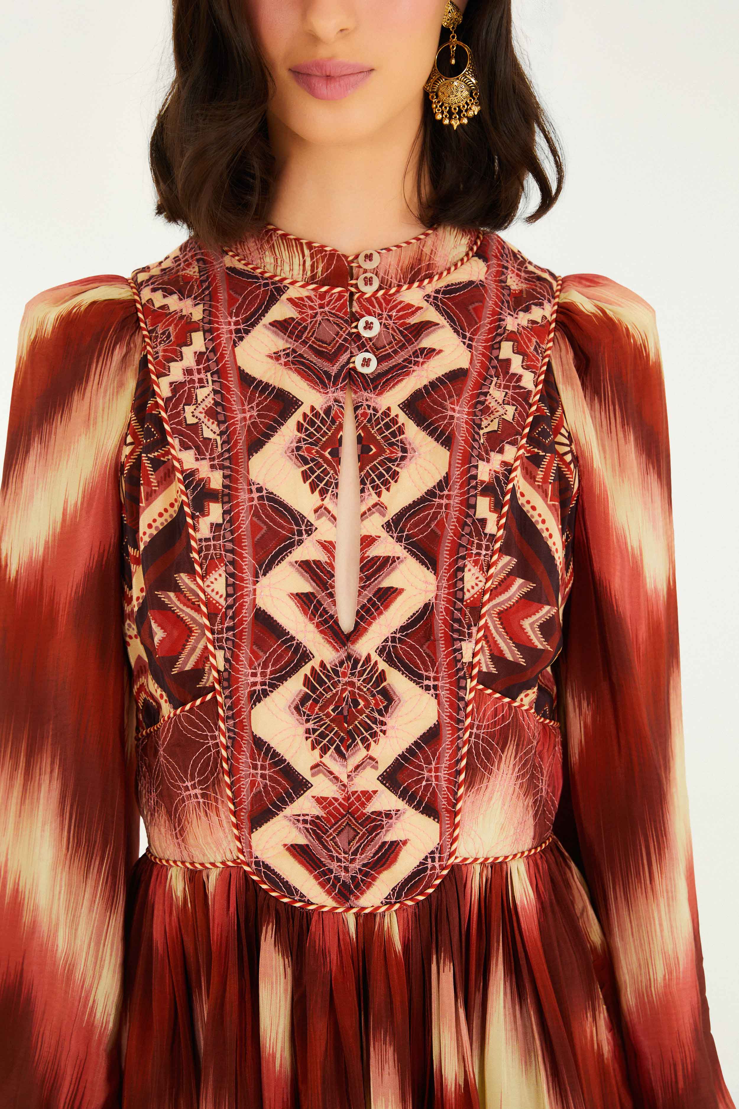 Red Amanda Stripes Tapestry Quilted Mini Dress - Image 3