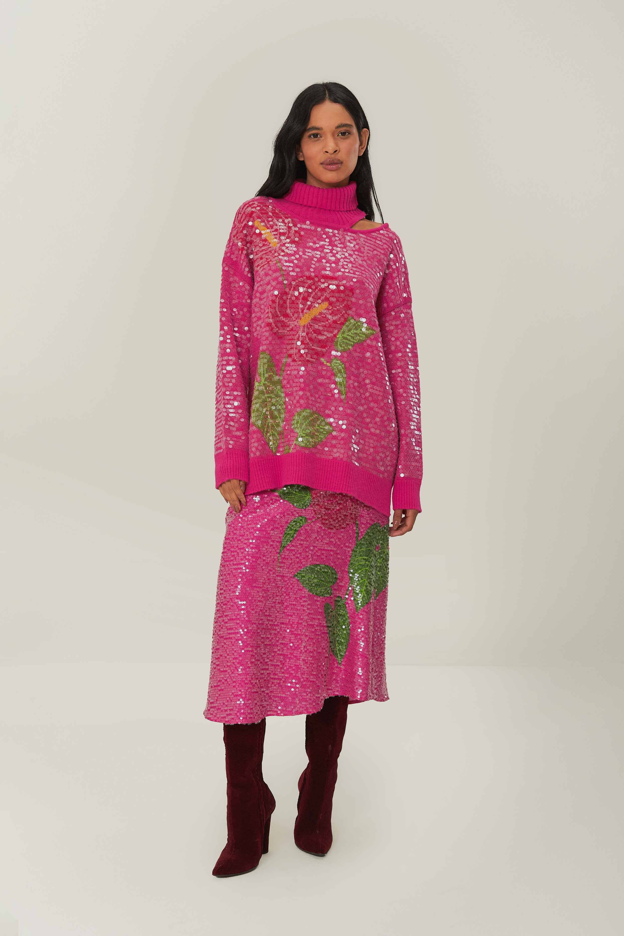 Anthurium Flowers Knit Sweater - Image 2
