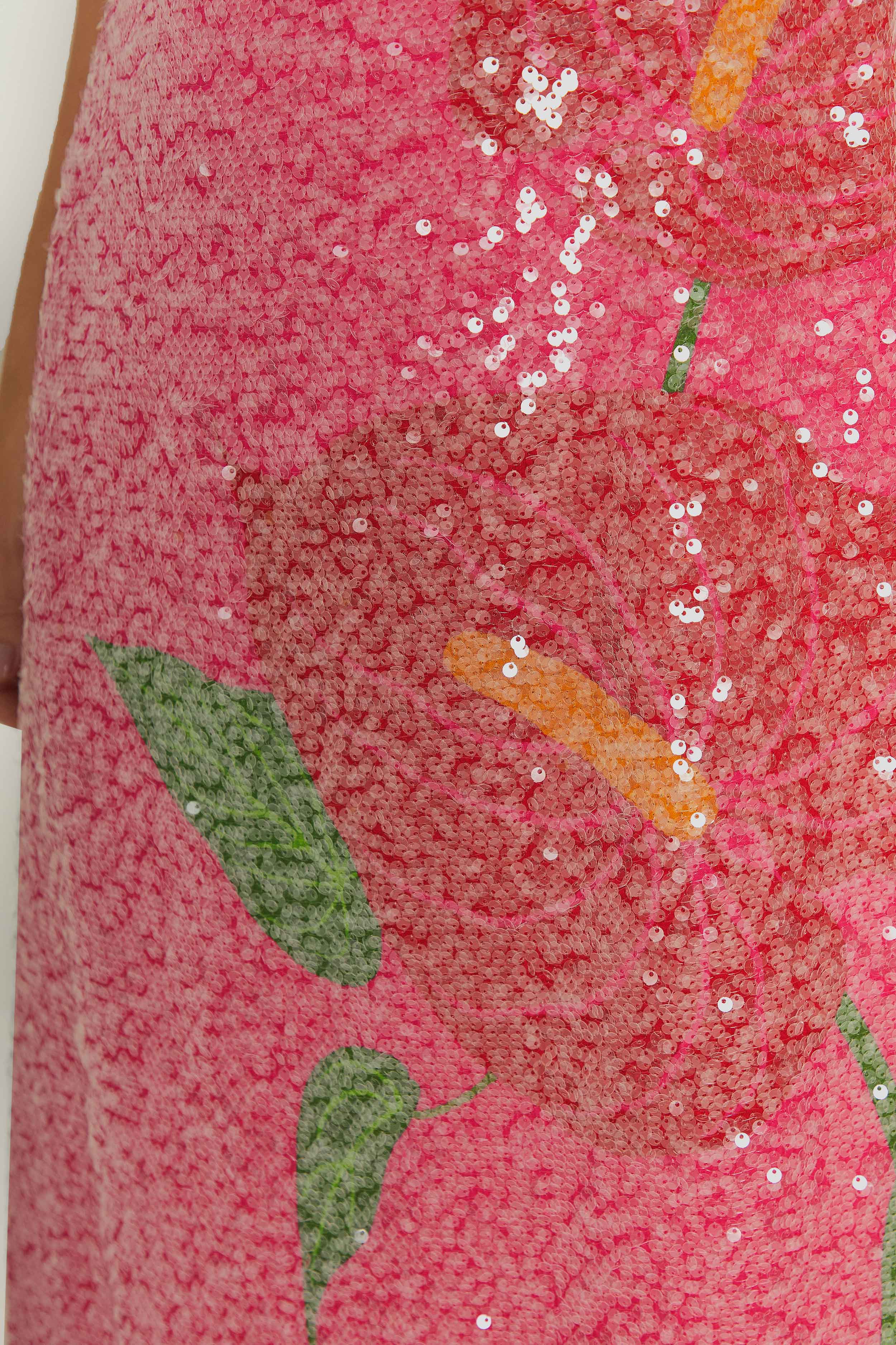 Pink Anthurium Flowers Slip Maxi Dress - Image 5