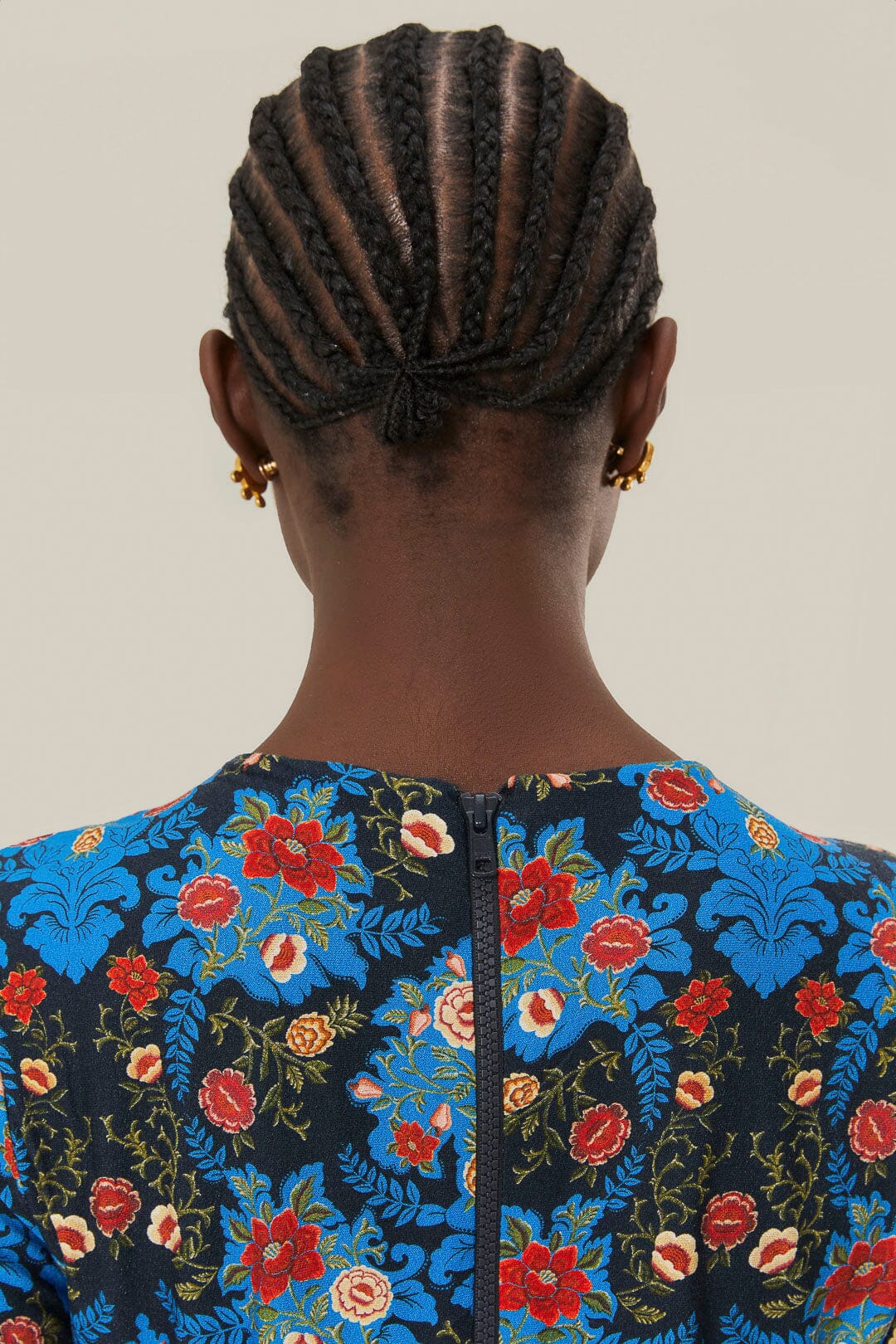 Blue Arabesque Floral Jersey LENZING™ ECOVERO™ Midi Dress - Image 4