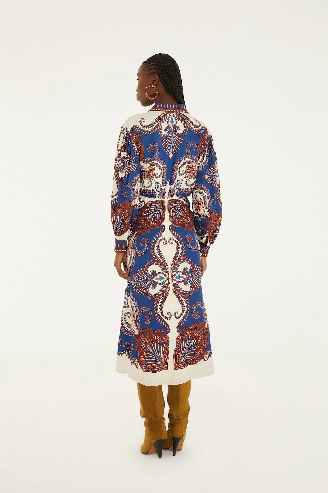 Blue Arabesque Scarf Lenzing™ Ecovero™ Viscose Midi Dress - Image 3