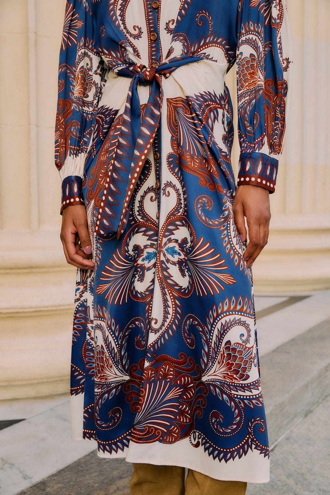 Blue Arabesque Scarf Lenzing™ Ecovero™ Viscose Midi Dress - Image 4