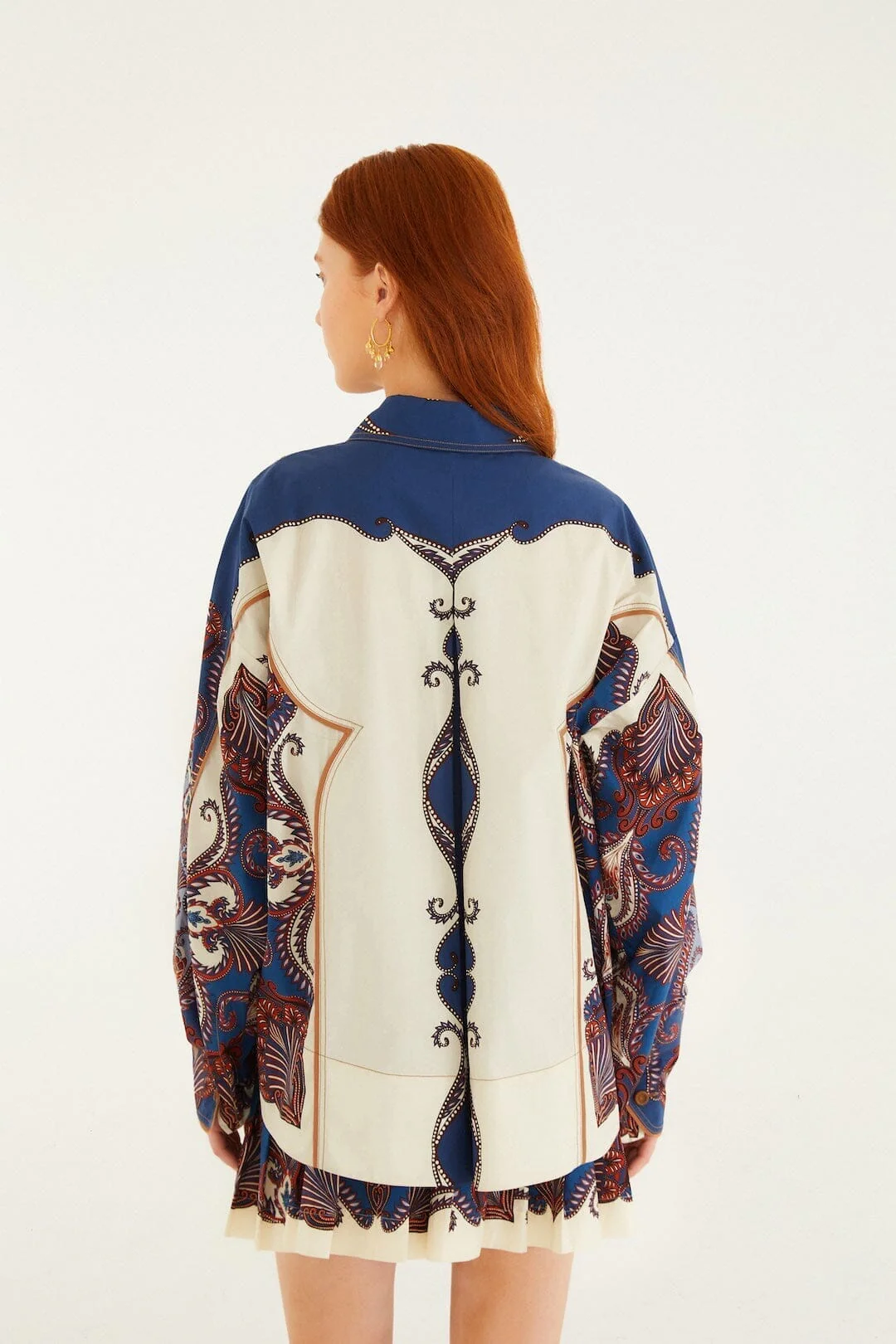 Sand Arabesque Scarf Collared Organic Cotton Shirt - Image 3