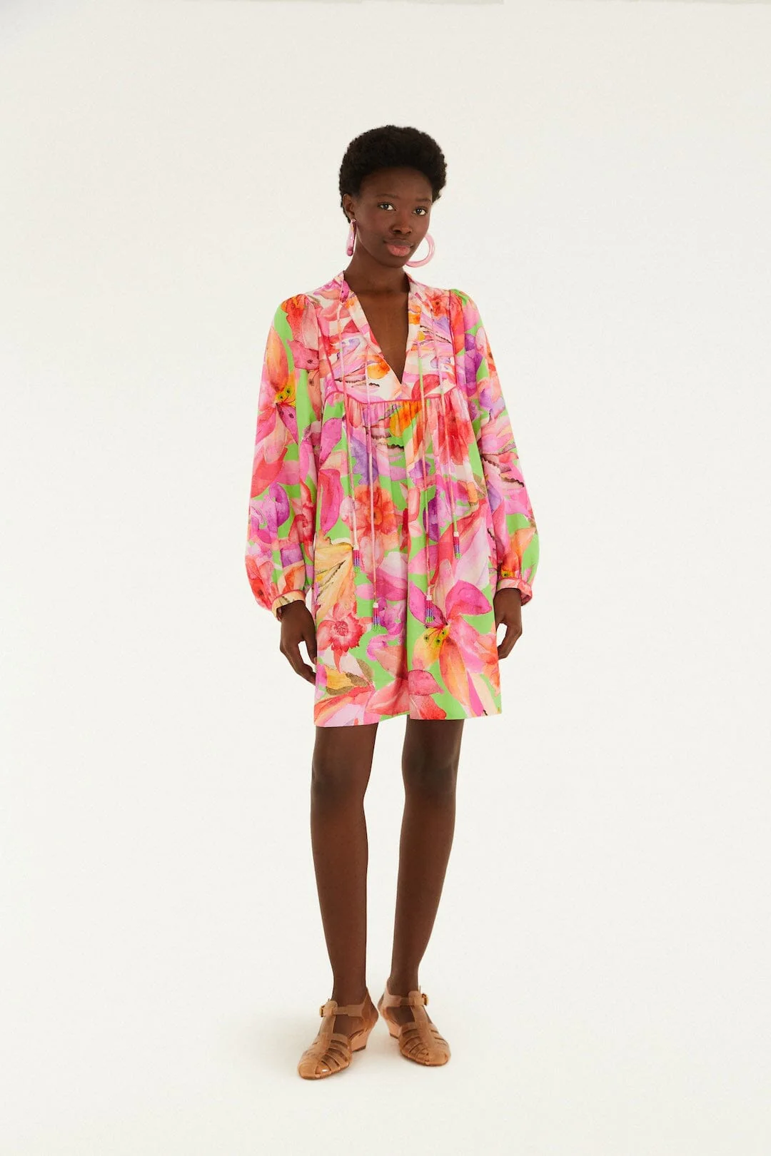 Multicolor Artsy Flora Lenzing™ Ecovero™ Euroflax™ Mini Dress