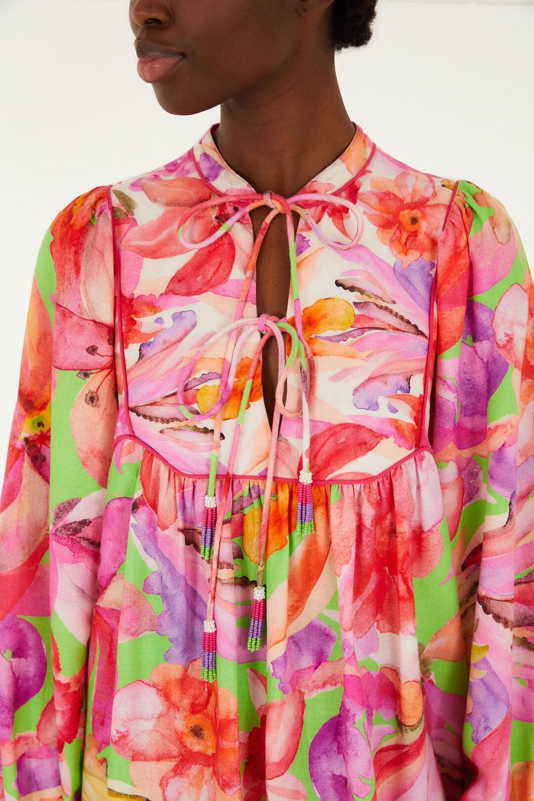 Multicolor Artsy Flora Lenzing™ Ecovero™ Euroflax™ Mini Dress - Image 2