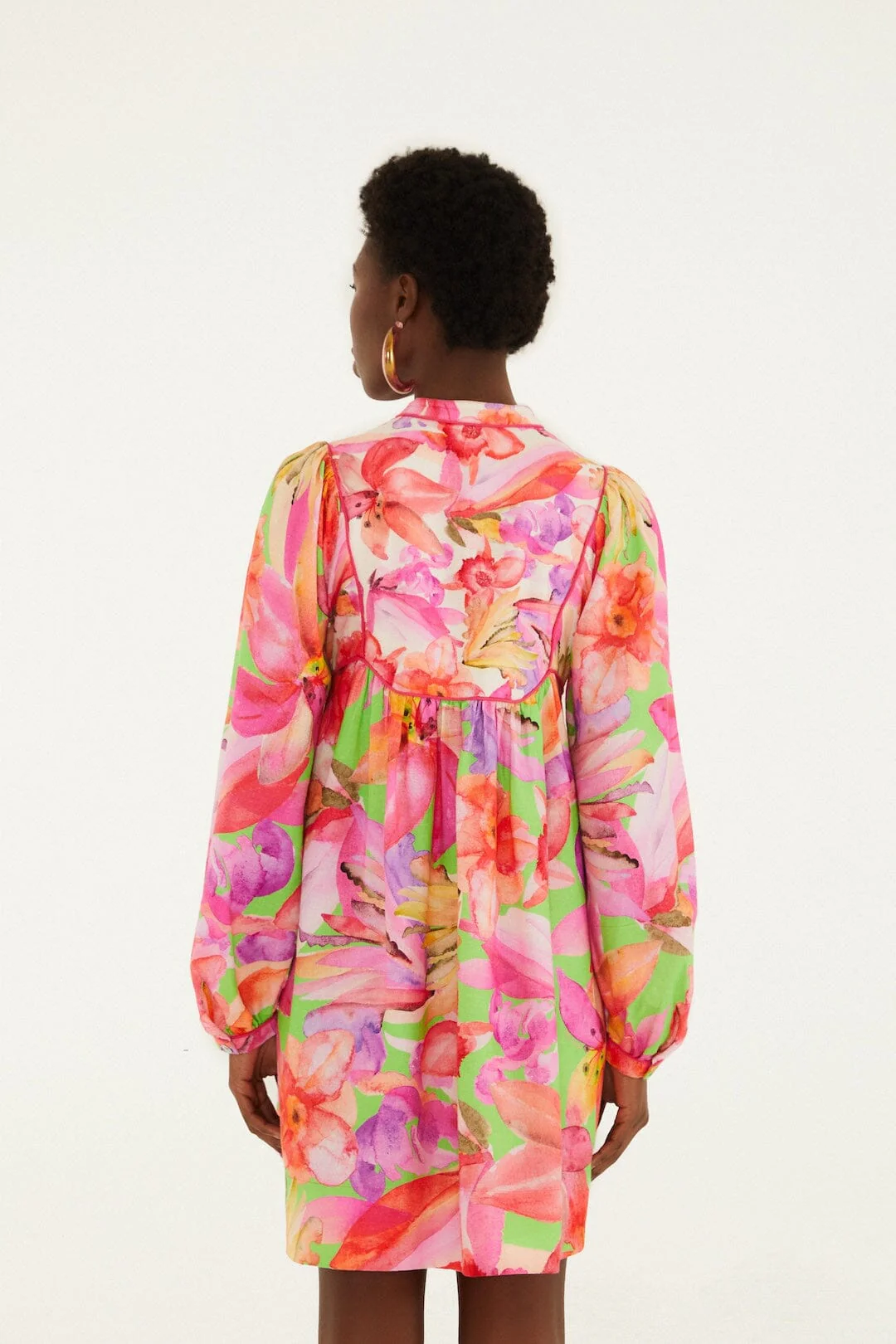 Multicolor Artsy Flora Lenzing™ Ecovero™ Euroflax™ Mini Dress - Image 3
