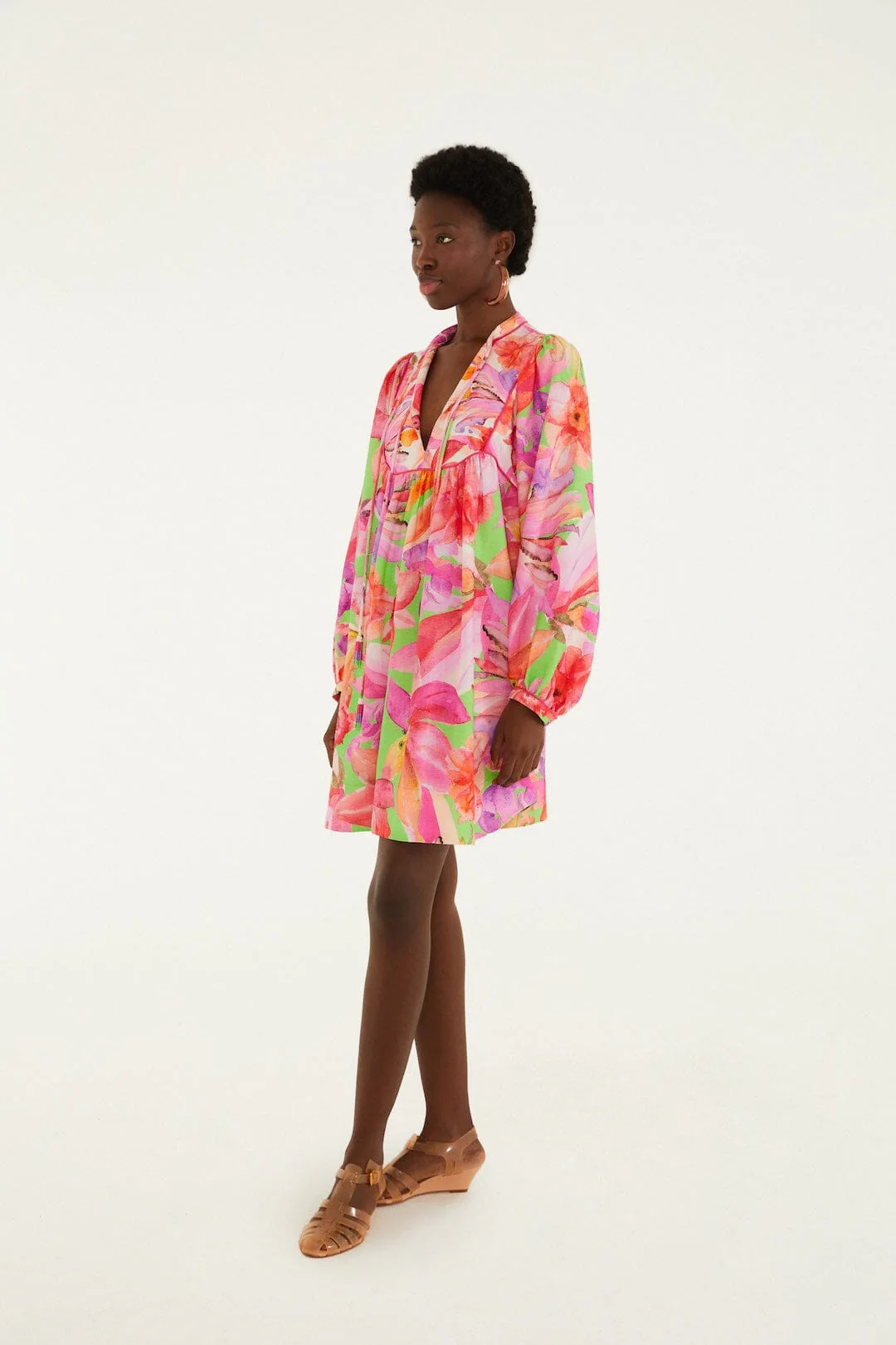 Multicolor Artsy Flora Lenzing™ Ecovero™ Euroflax™ Mini Dress - Image 4