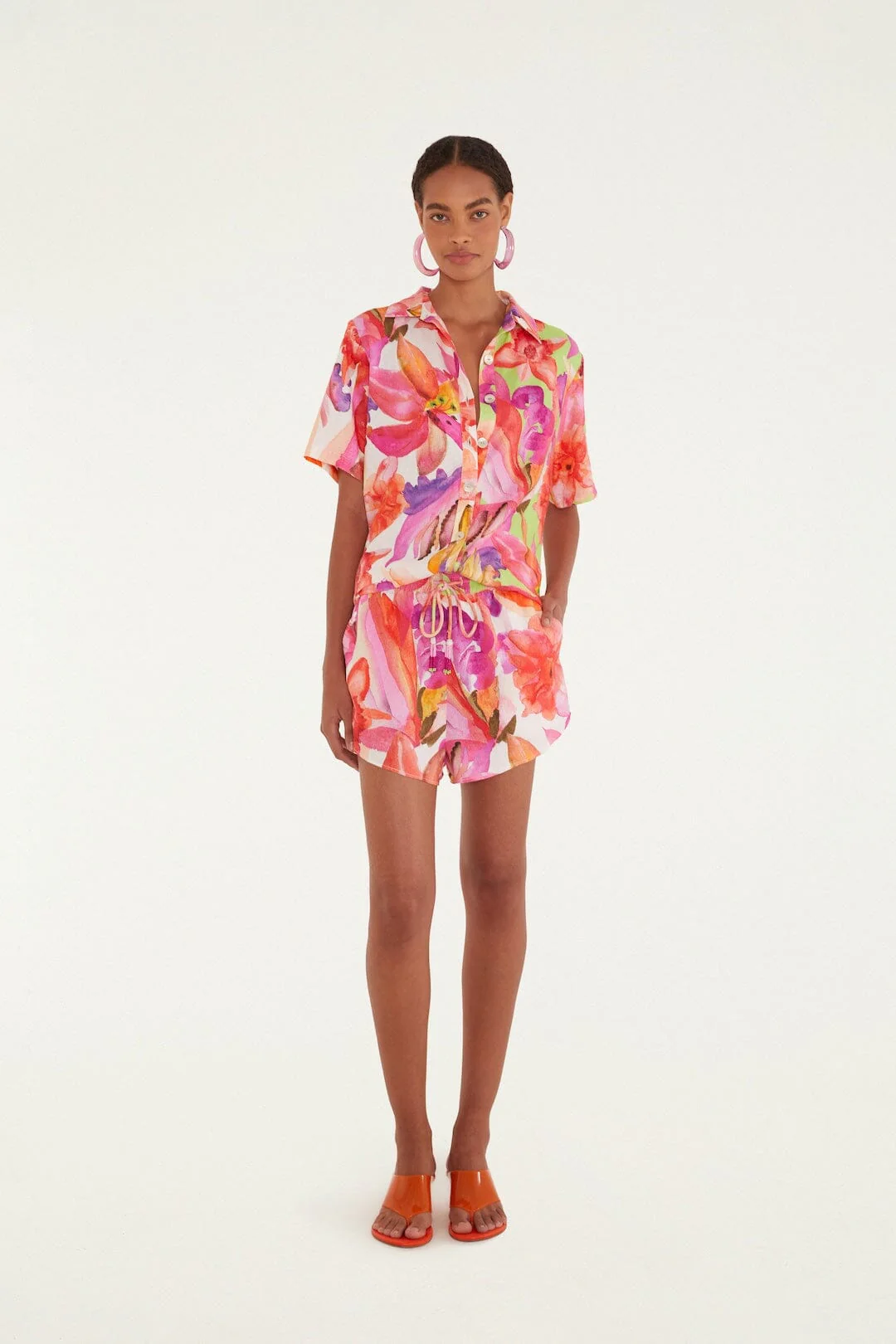 Multicolor Artsy Flora Lenzing™ Ecovero™ Euroflax™ Shorts