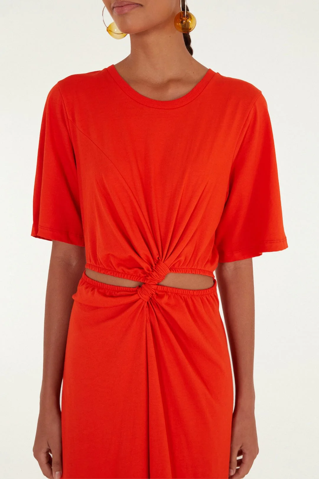Red Artsy Flora Cut-Out Organic Cotton Maxi Dress - Image 2