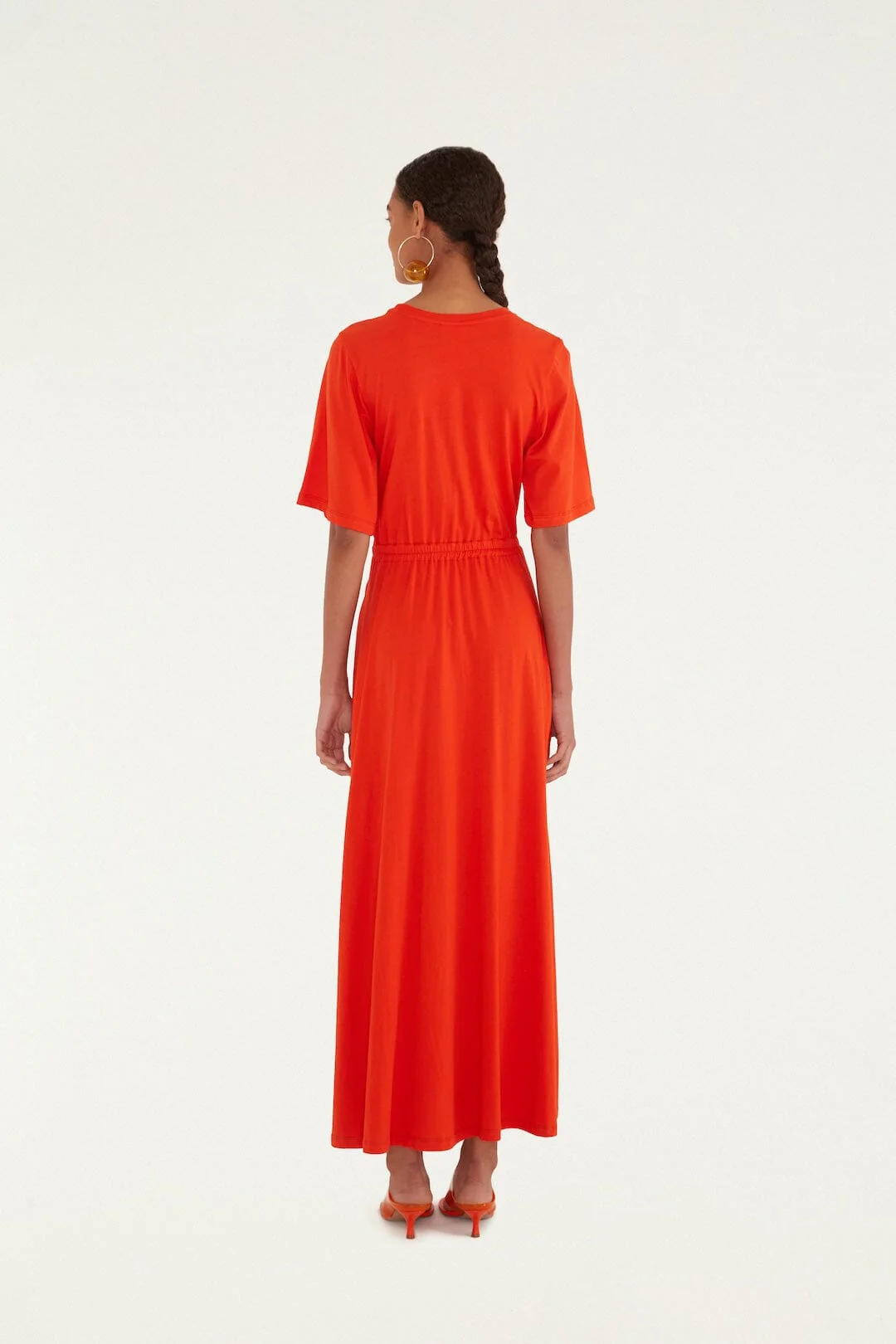 Red Artsy Flora Cut-Out Organic Cotton Maxi Dress - Image 3