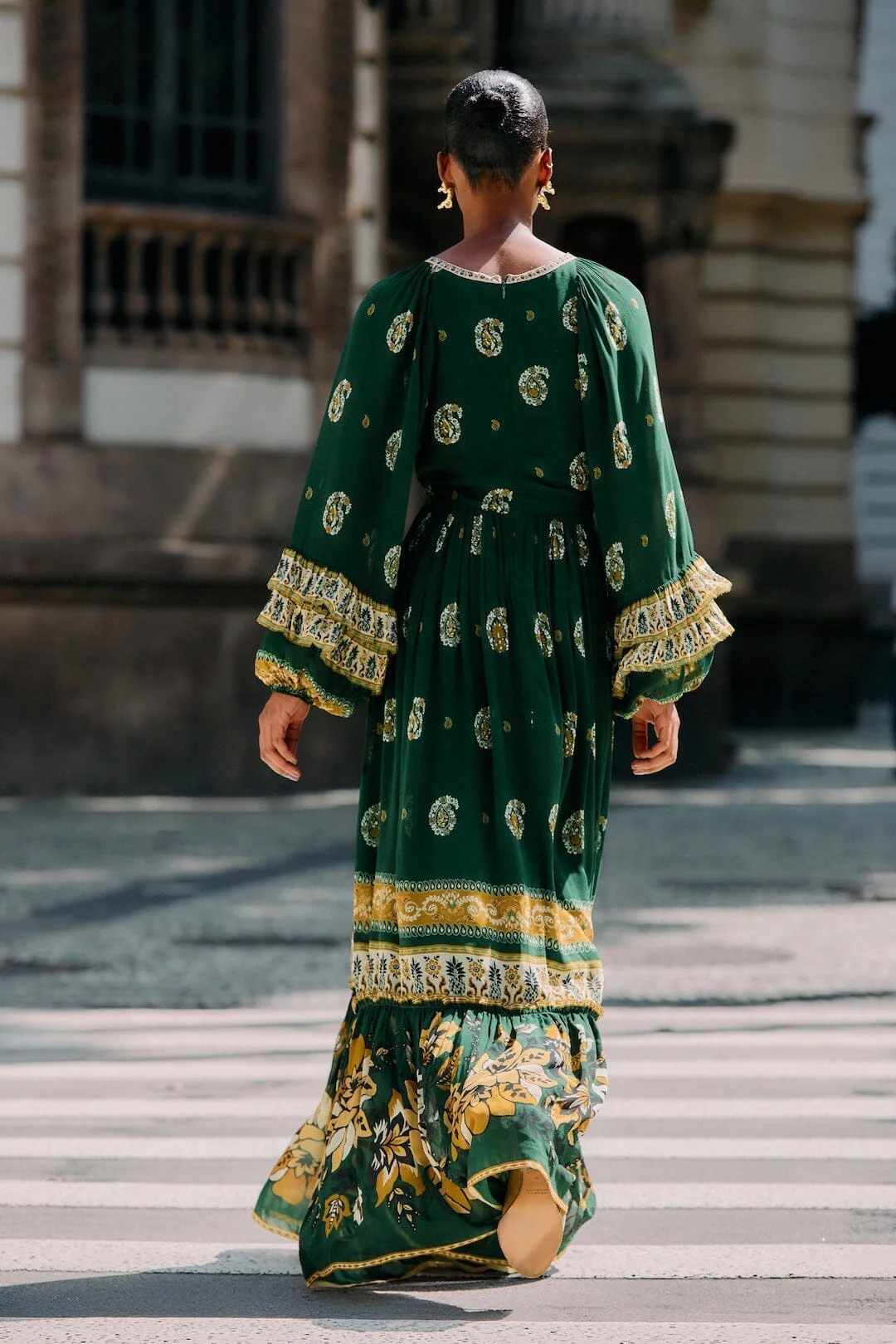 Green Ayla Long Sleeve Ruffled Maxi Dress - Image 3