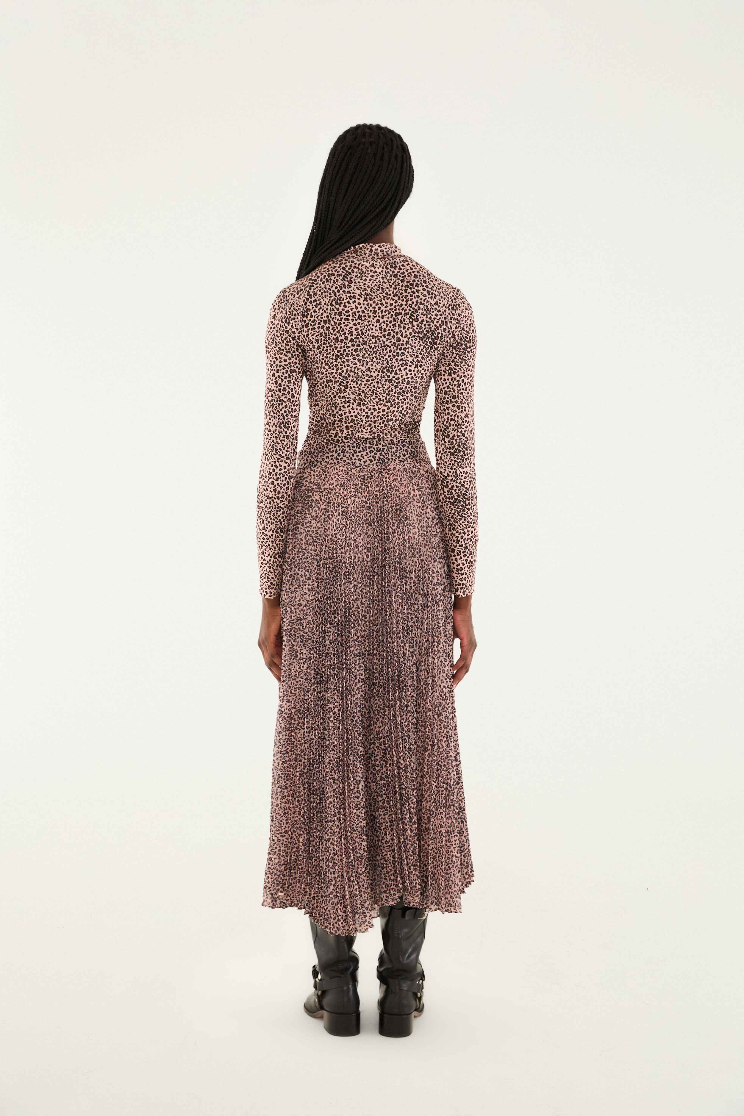 Pink Baby Leopard Pleated Maxi Skirt - Image 5