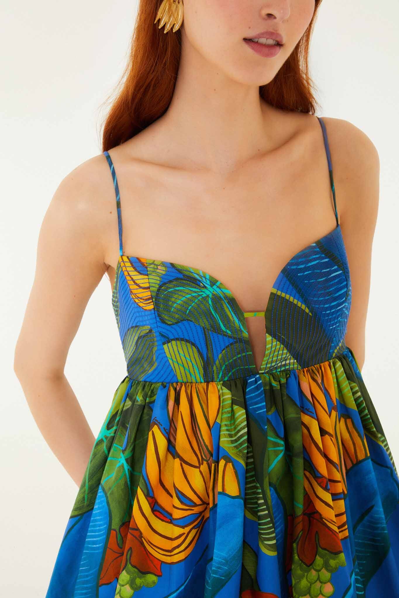Blue Banana Grapes Sleeveless Organic Cotton Mini Dress - Image 3