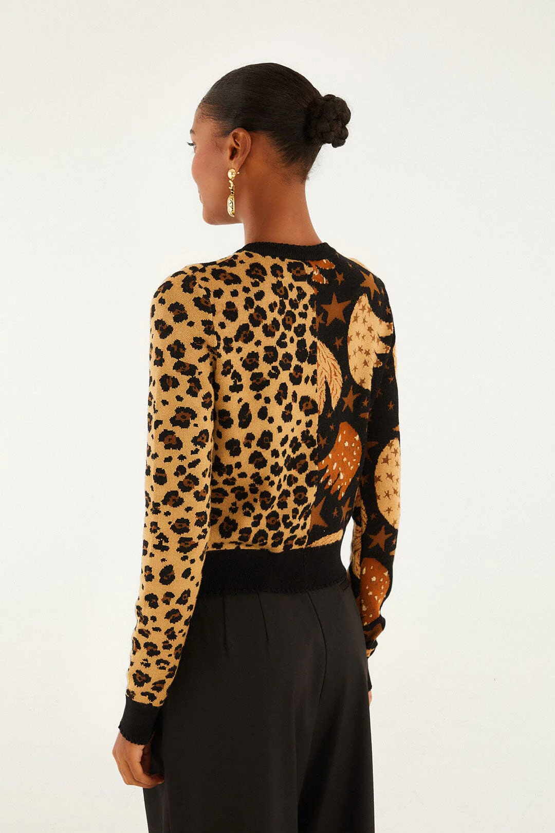 Mixed Banana Leopard Buttoned Cardigan - Image 3