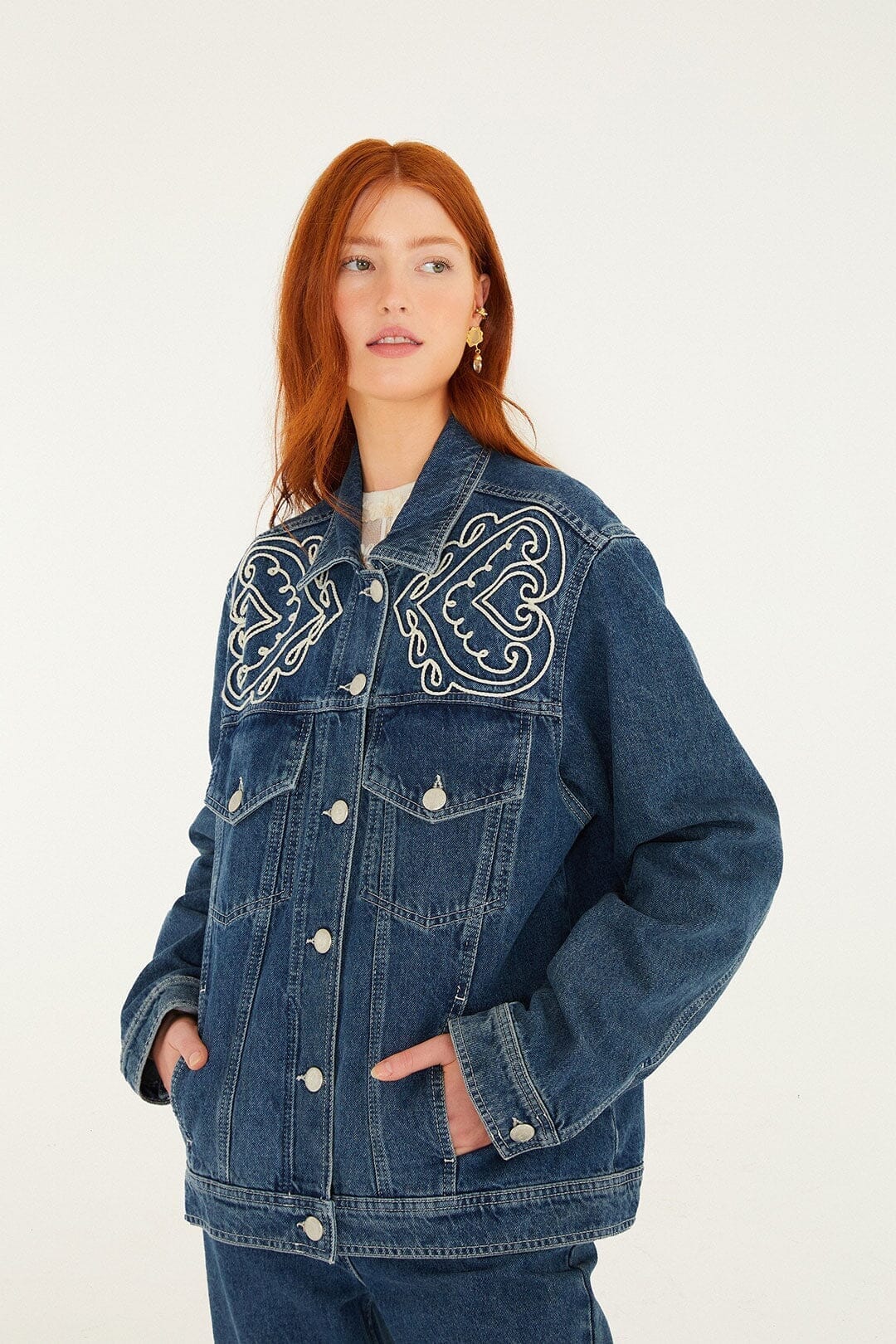 Denim Cornely Buttoned Embroidered Jacket - Image 5