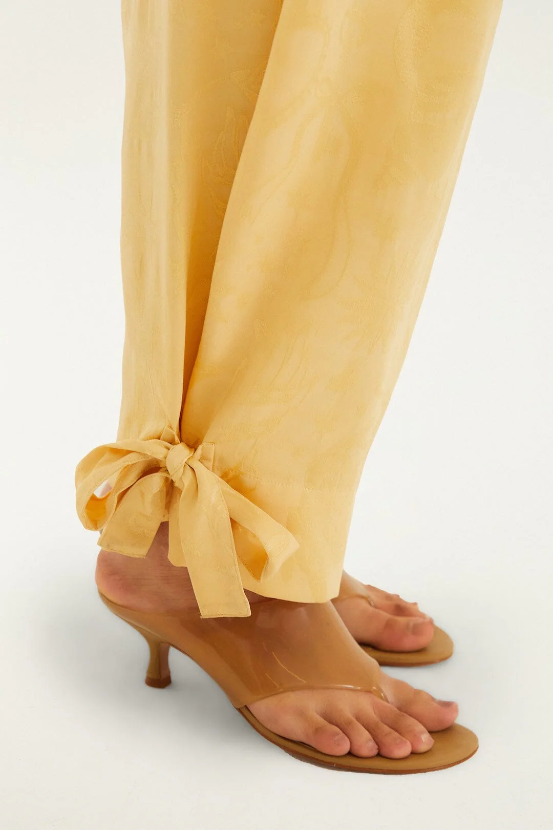 Beige Hem Ties Pockets Pants - Image 6