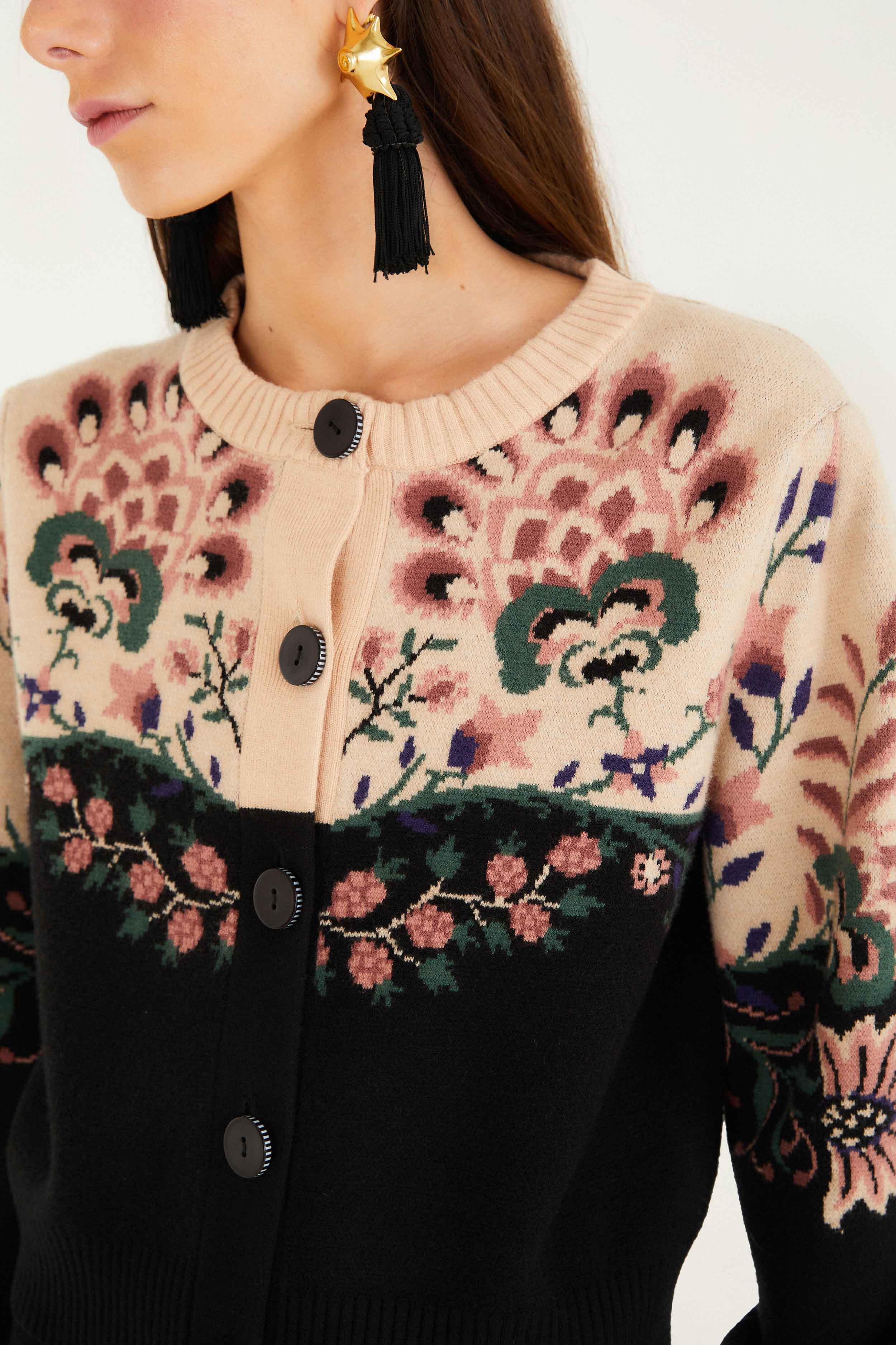 Belle Garden Mixed Knit Cardigan - Image 2