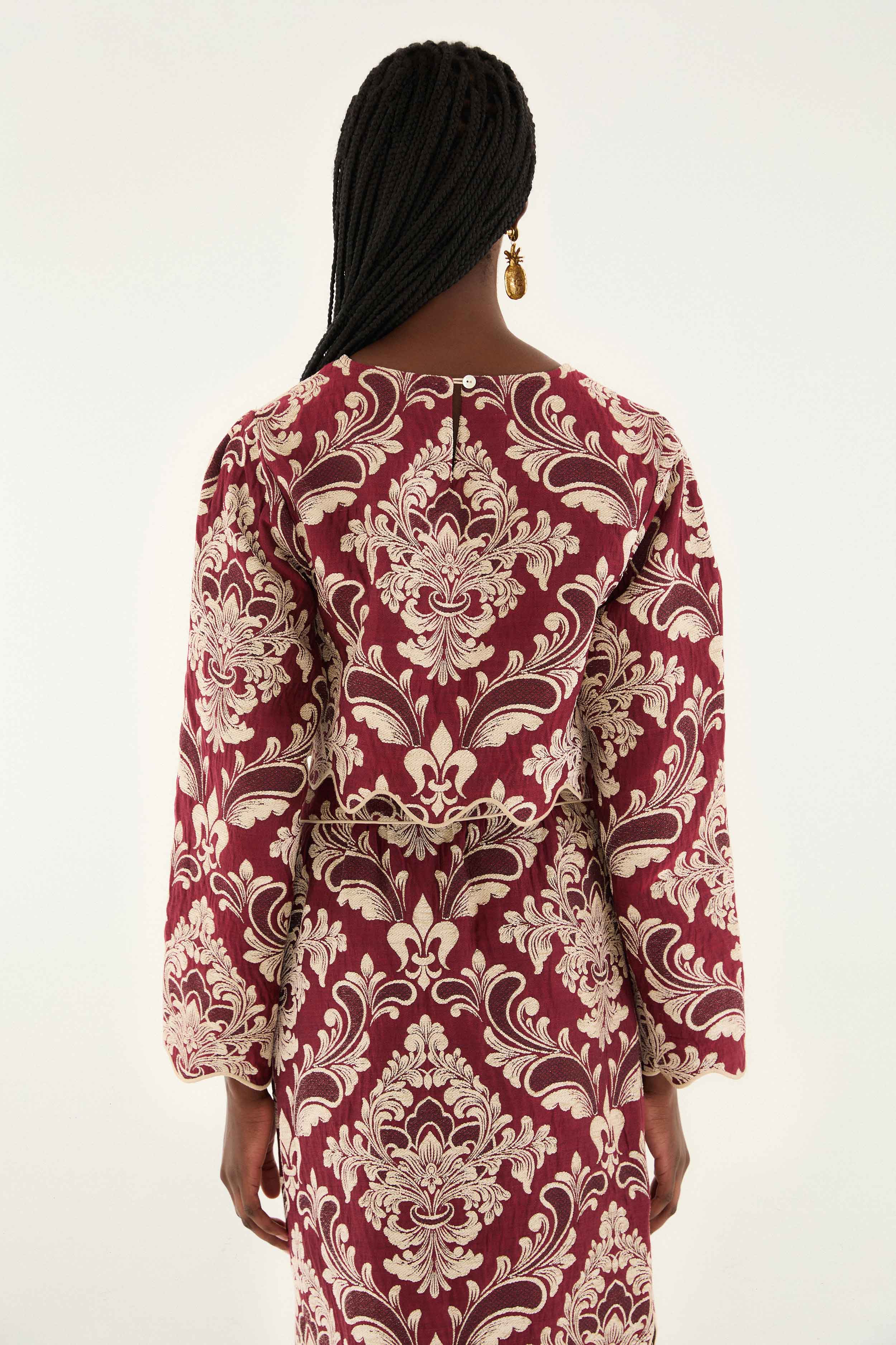 Bicolor Jacquard Waves Long Sleeve Top - Image 4