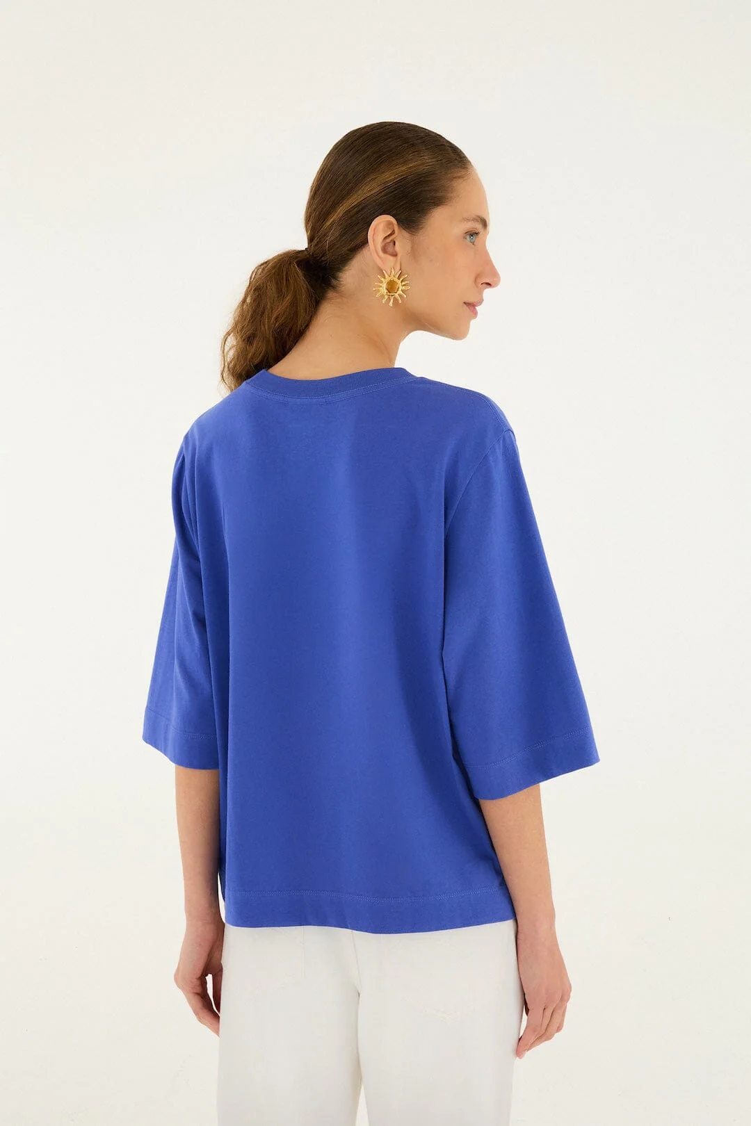 Blue Bike Birds Organic Cotton T-Shirt - Image 3