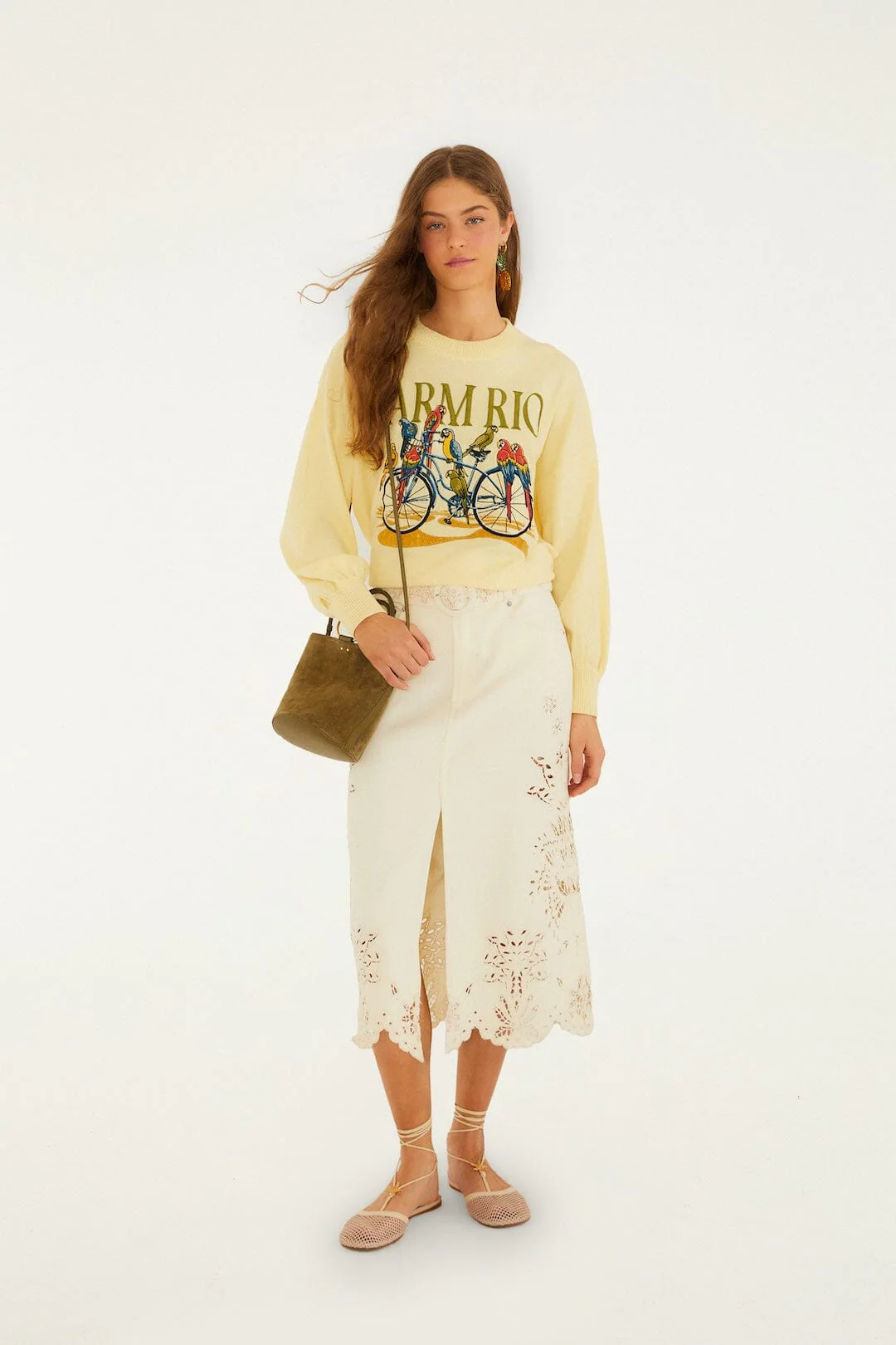 Yellow Birds Bicycle Embroidered Sweater - Image 4