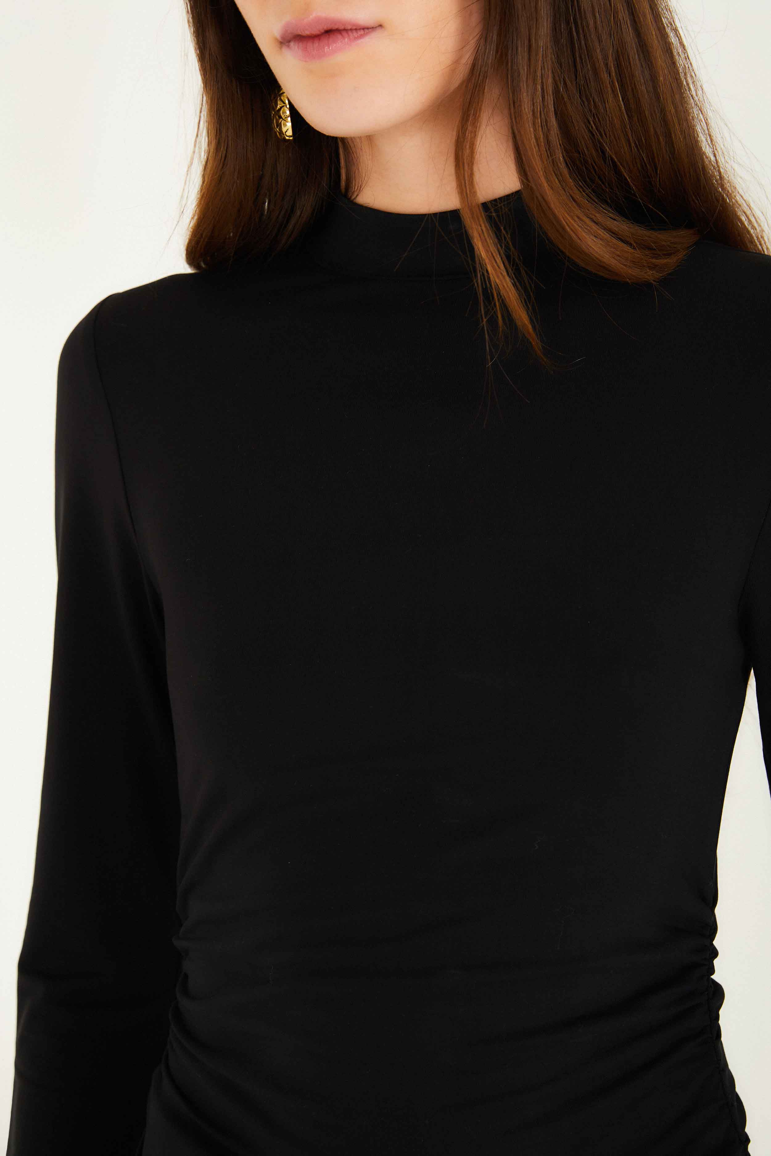 Black Jersey Long Sleeve Blouse - Image 2
