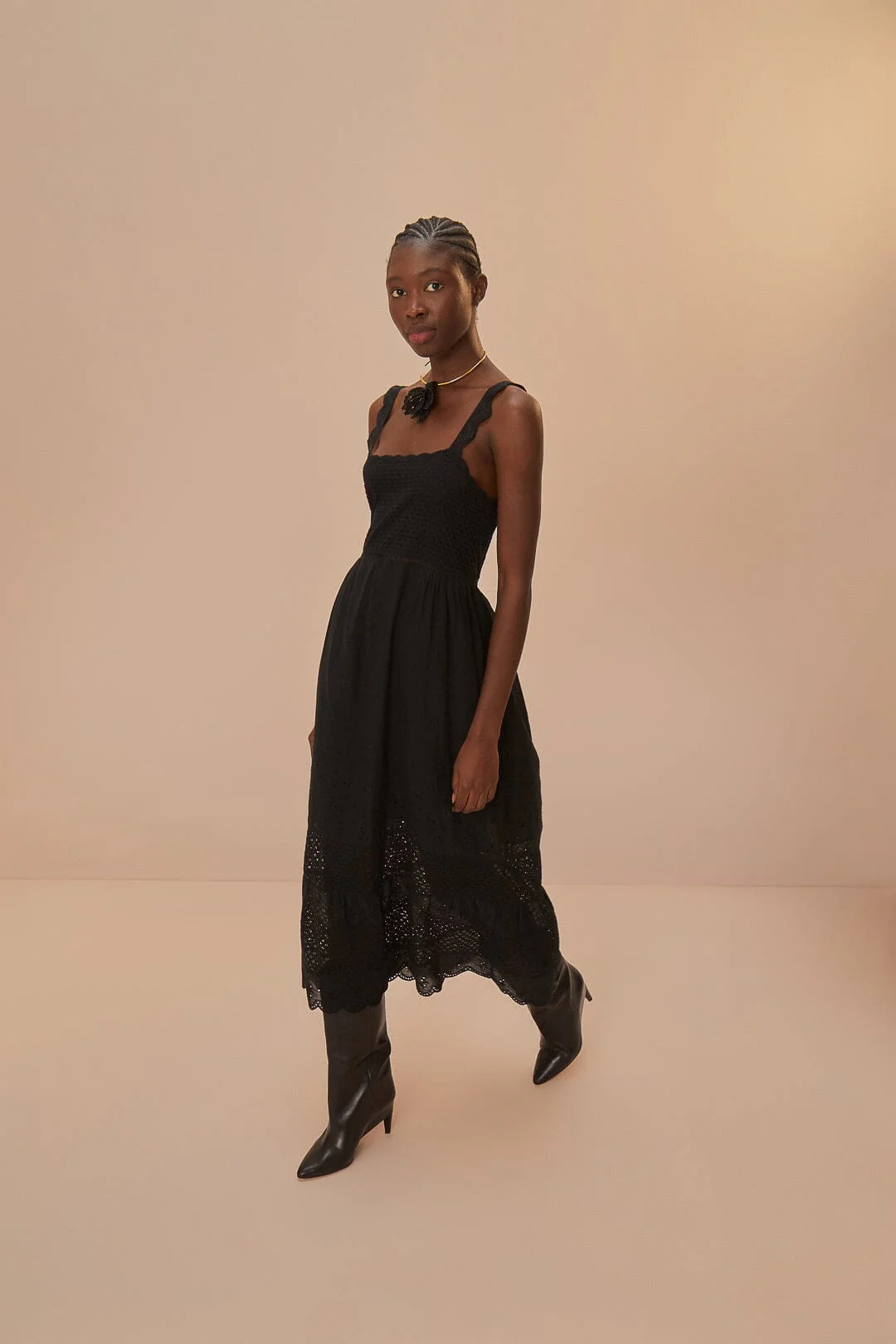 Black Lace Crochet Dress - Image 3