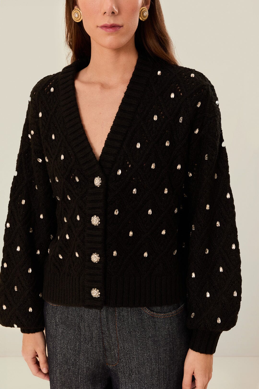 Black Lace Knit Sweater - Image 2