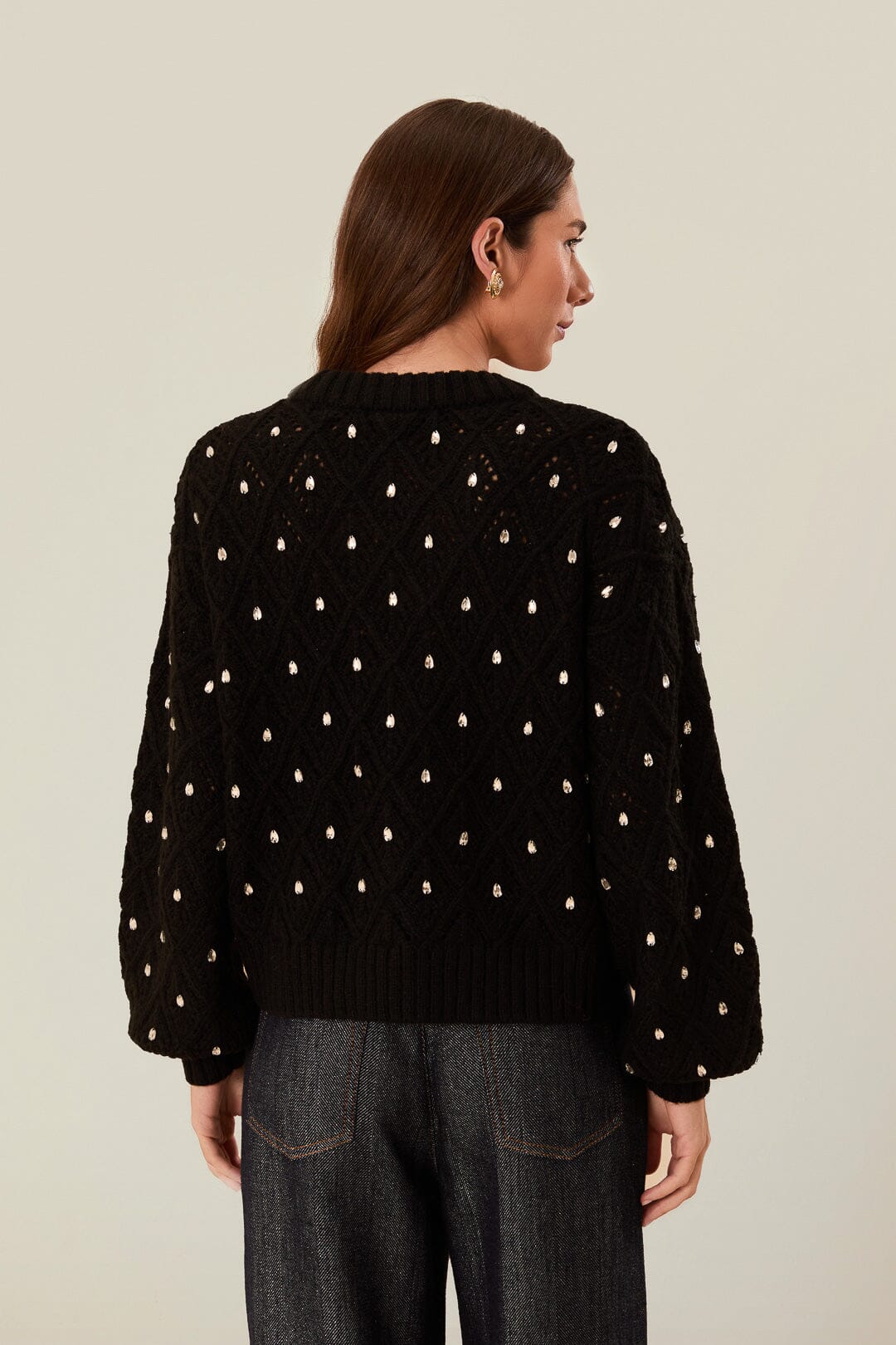 Black Lace Knit Sweater - Image 3