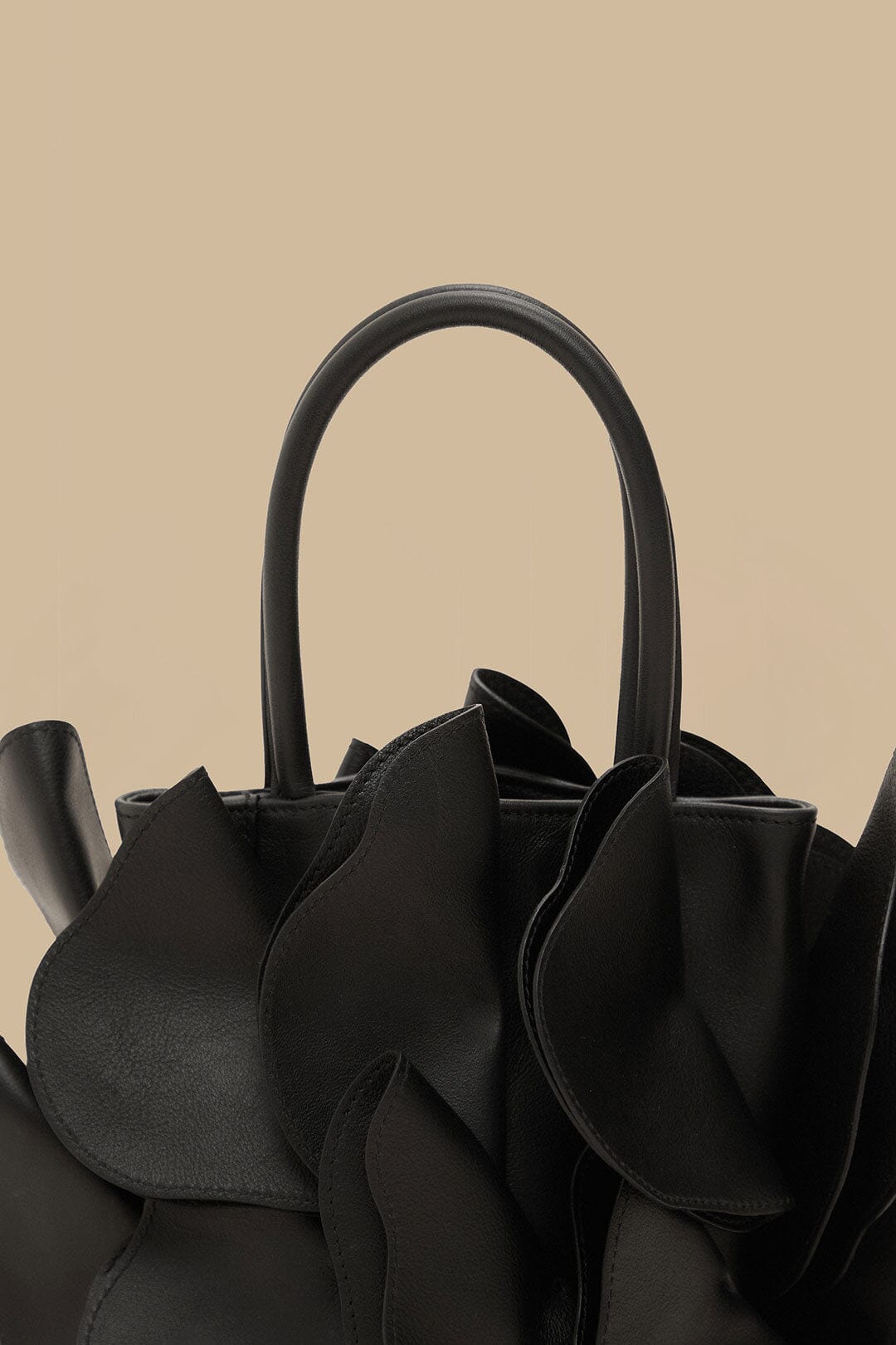 Black Leather Flower Bag - Image 7