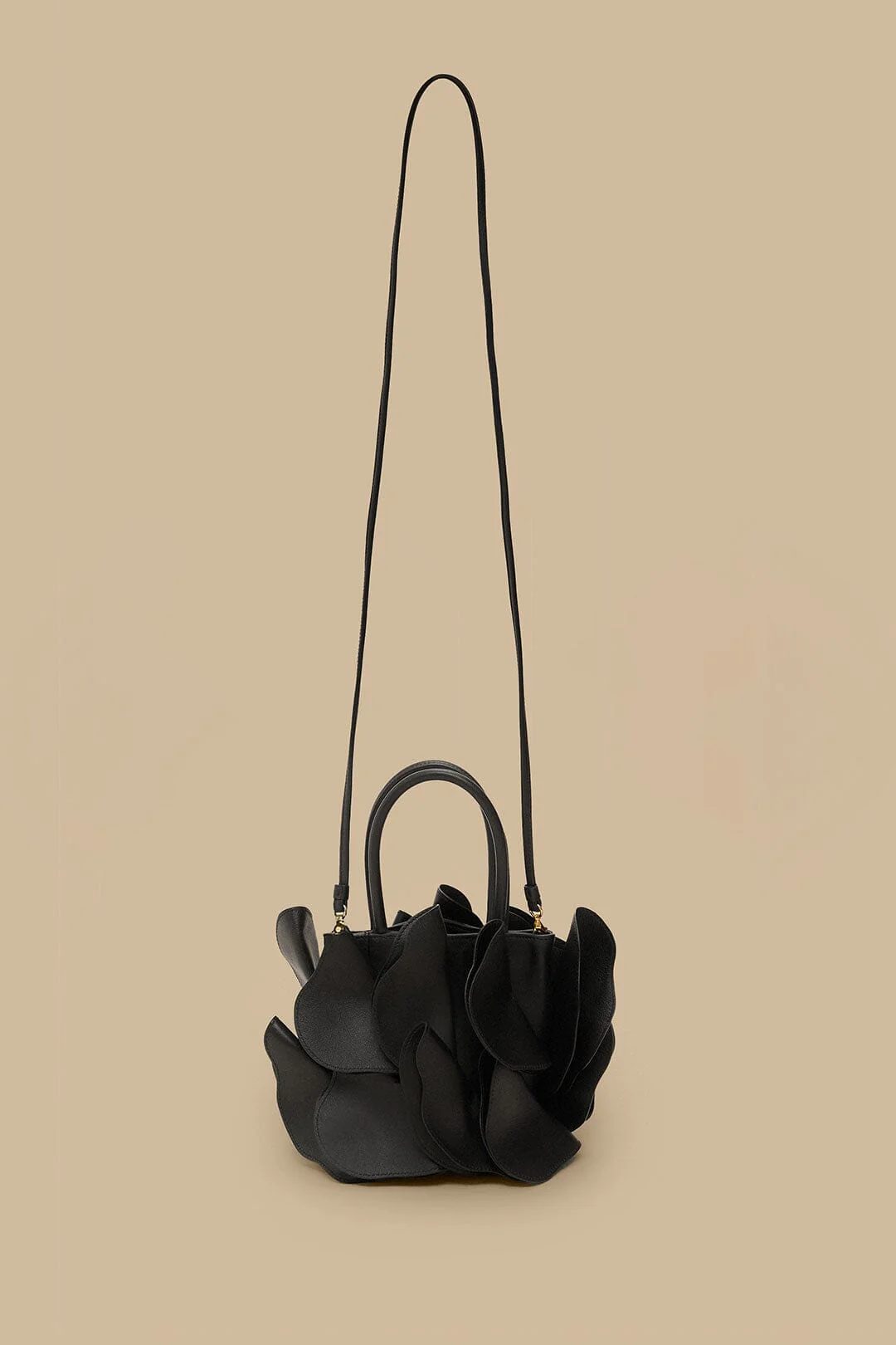 Black Leather Flower Bag - Image 8