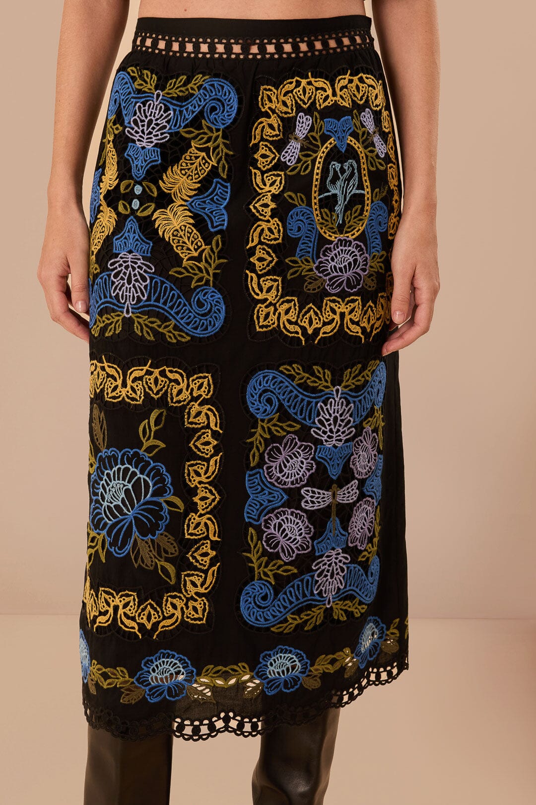 Black Richelieu Midi Skirt - Image 3