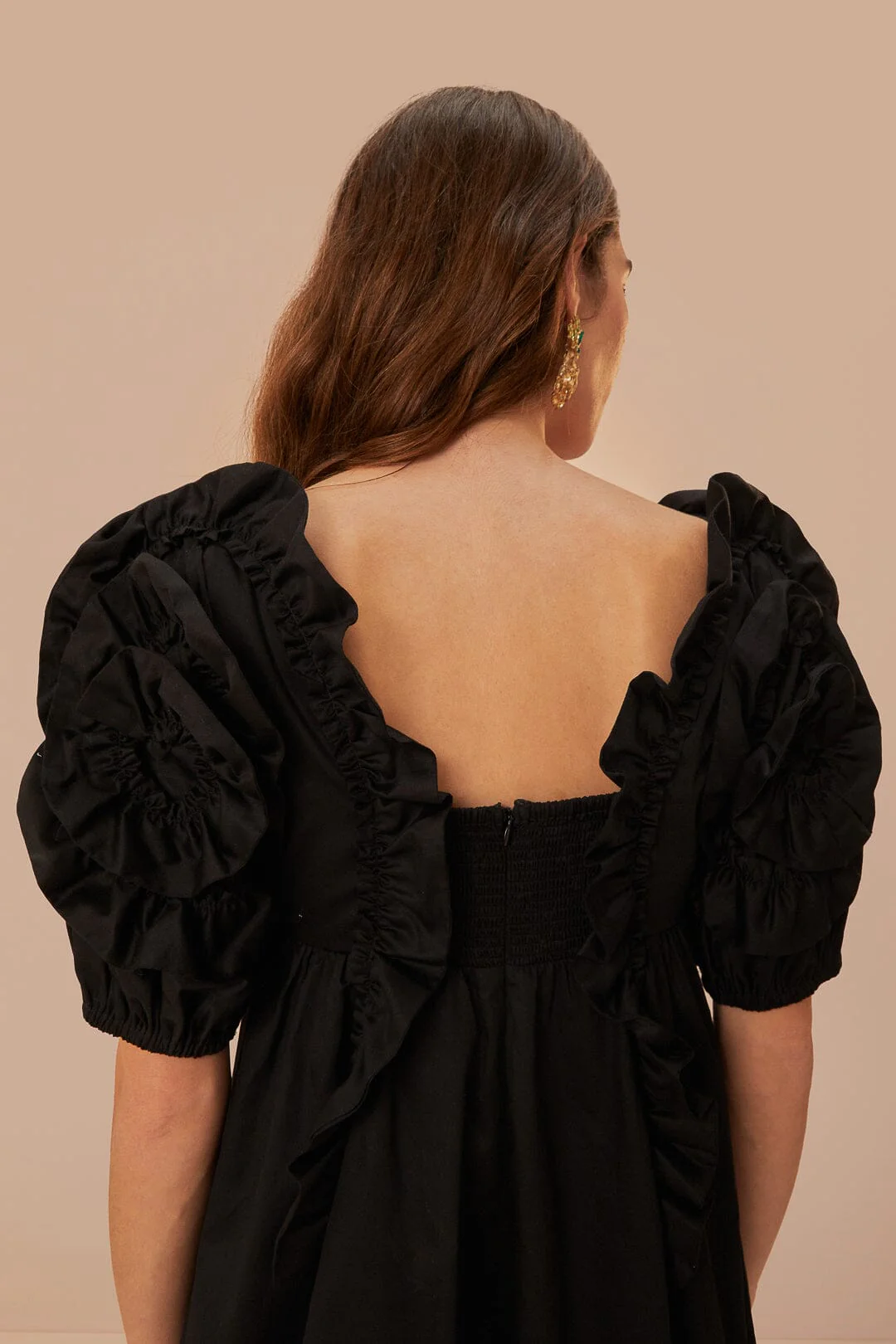 Black Ruffle Short Sleeve Mini Dress - Image 5