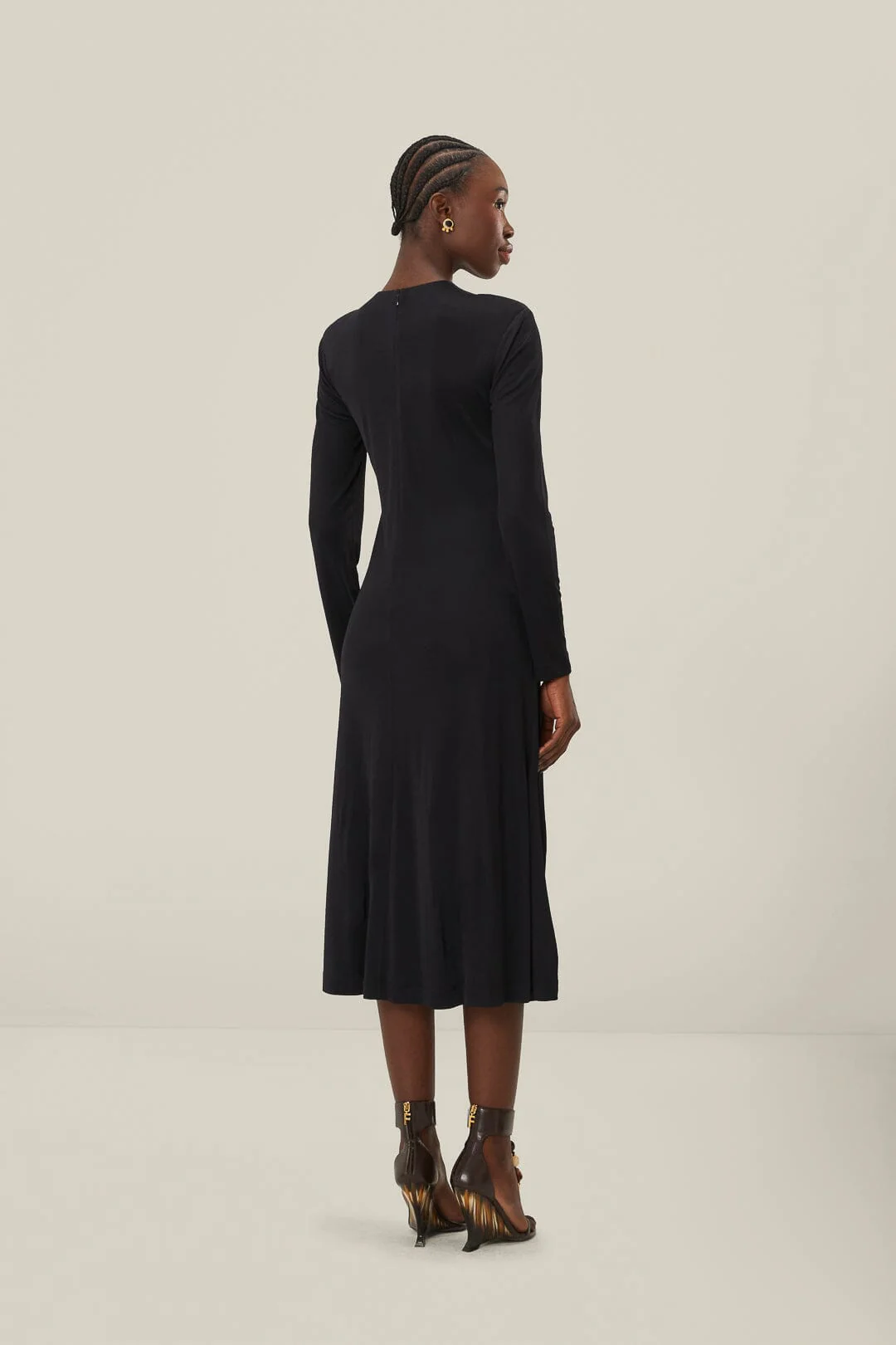 Black Twisted Cup Midi Dress - Image 3