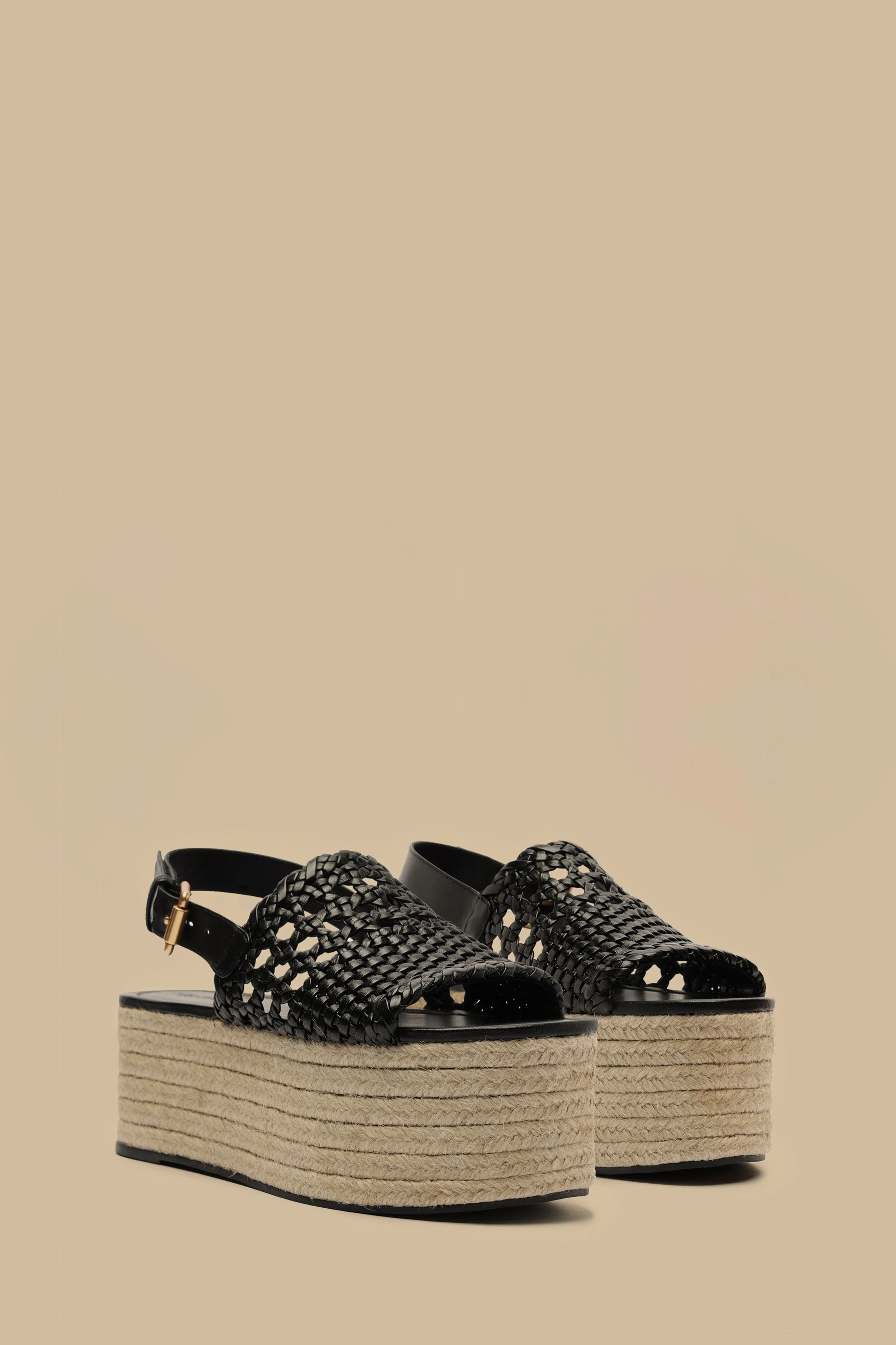 Black Woven Flatform Sandal - Image 2