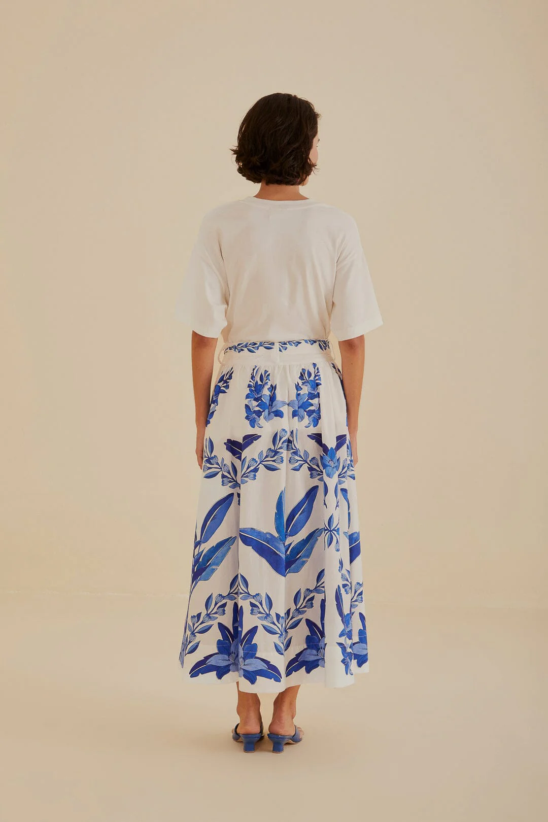 Off-White Blue Yard Organic Cotton Midi Skirt - Image 4