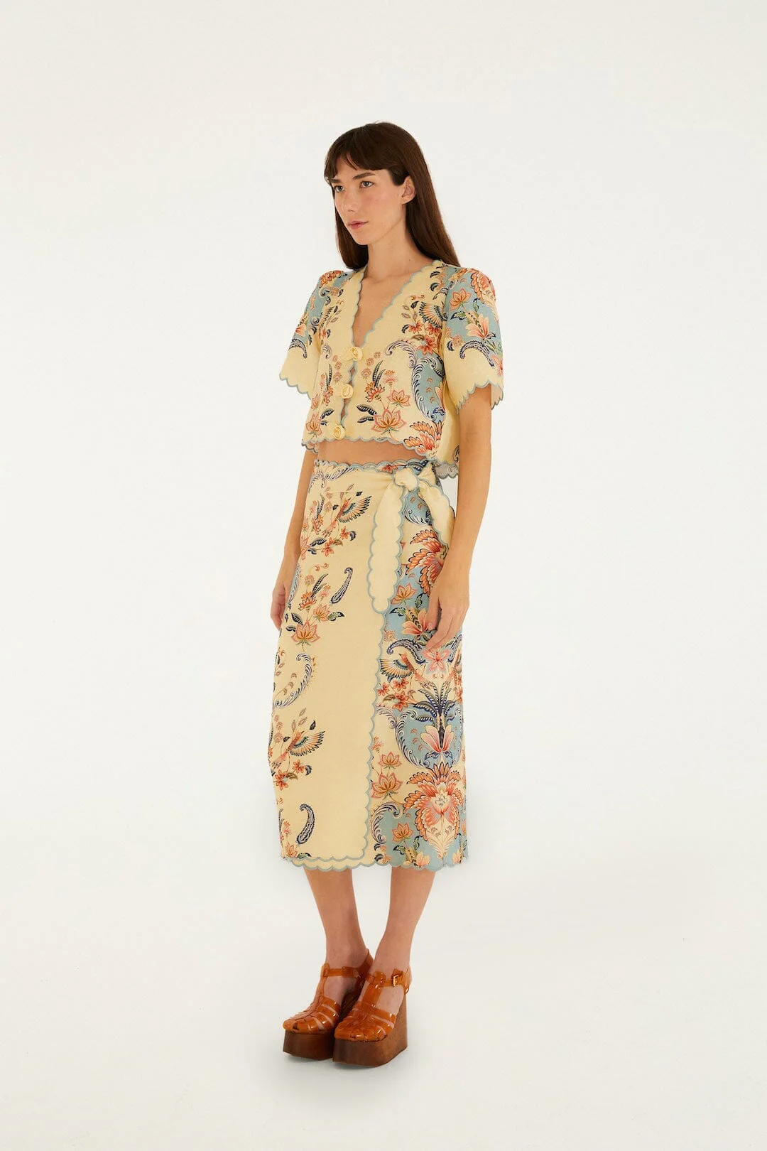 Butter Yellow Boho Beauty Euroflax™ Premium Linen Midi Skirt - Image 4