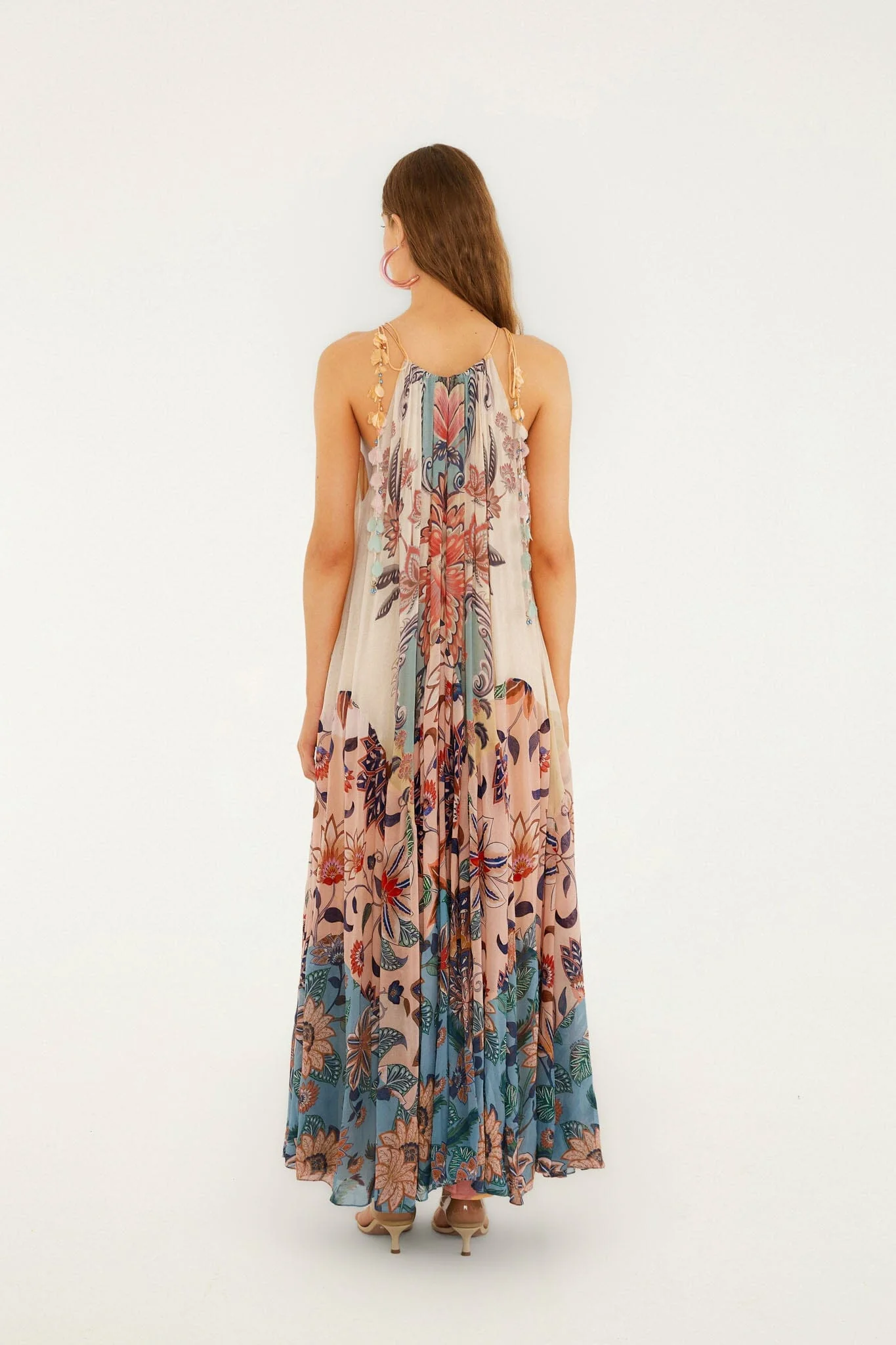 Multicolor Boho Floral Delhi Pleated Maxi Dress - Image 3