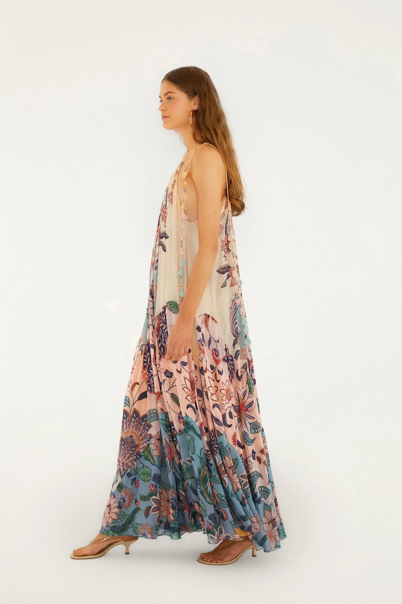 Multicolor Boho Floral Delhi Pleated Maxi Dress - Image 4