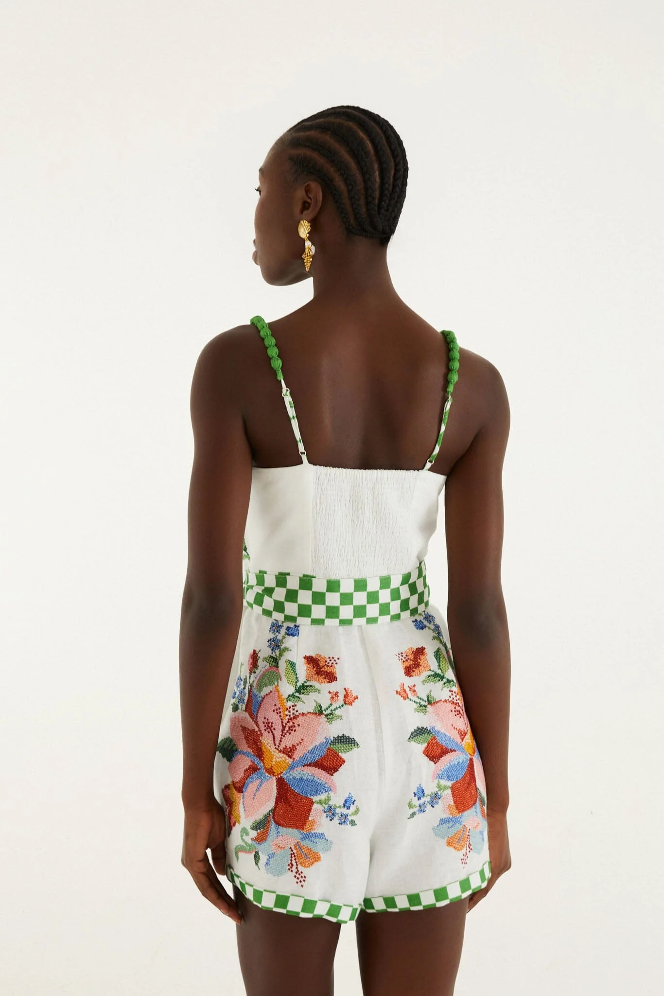 Off-White Calm Breeze Beaded Straps Belted Romper - Image 3