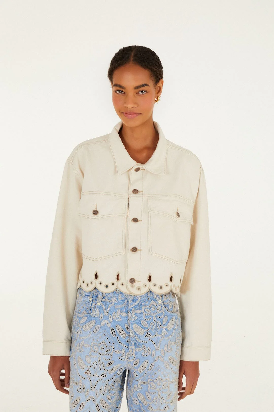 Beige Denim Canva Richelieu Jacket - Image 2