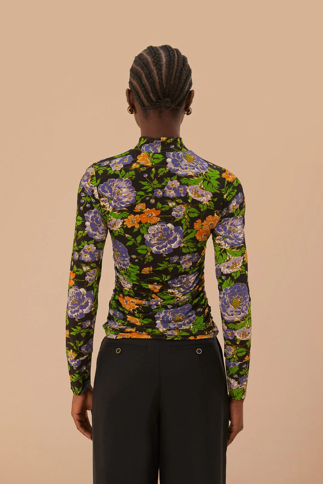 Capri Floral Black Jersey Blouse - Image 4