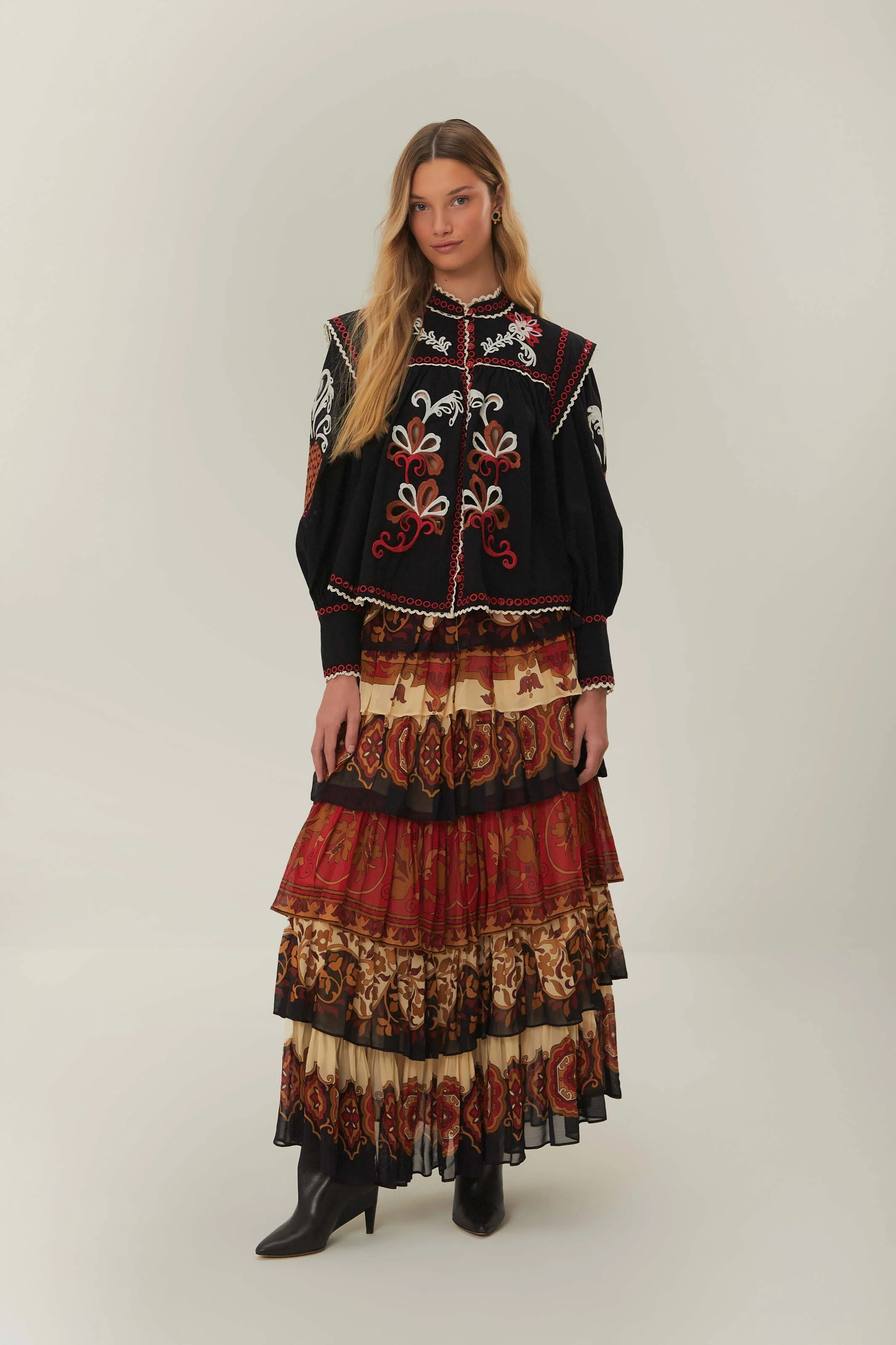 Black Cashew Mandala Richilieu Blouse - Image 2